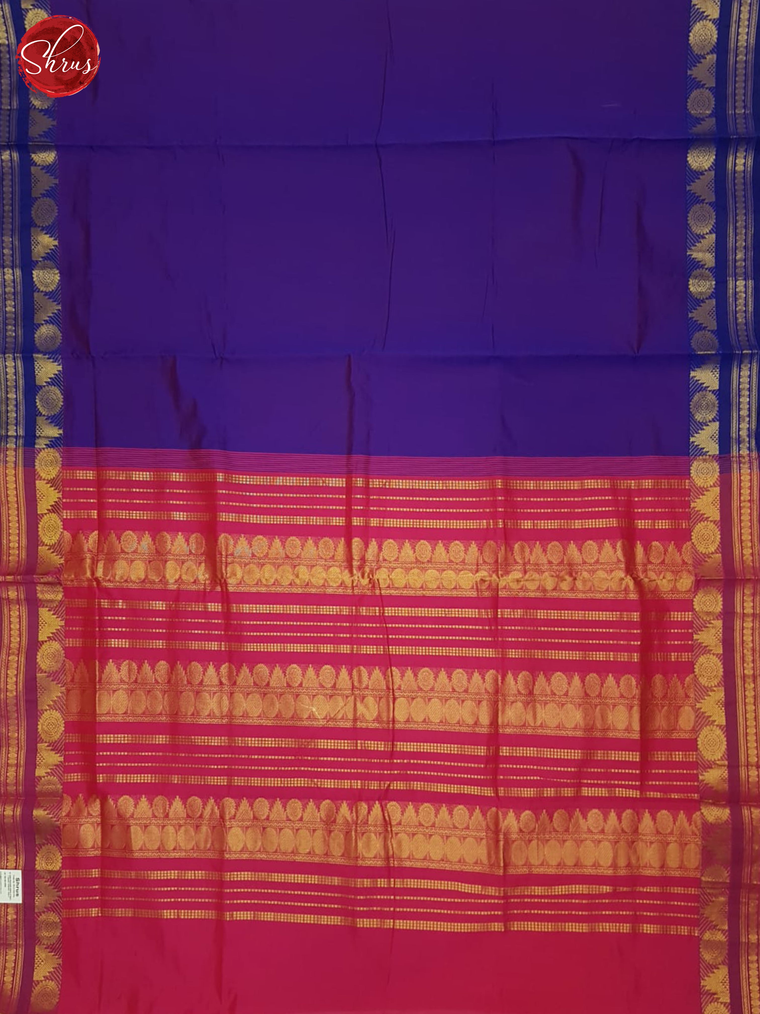 Purple And Pink- Silk Cotton Half-pure Saree - Shop on ShrusEternity.com