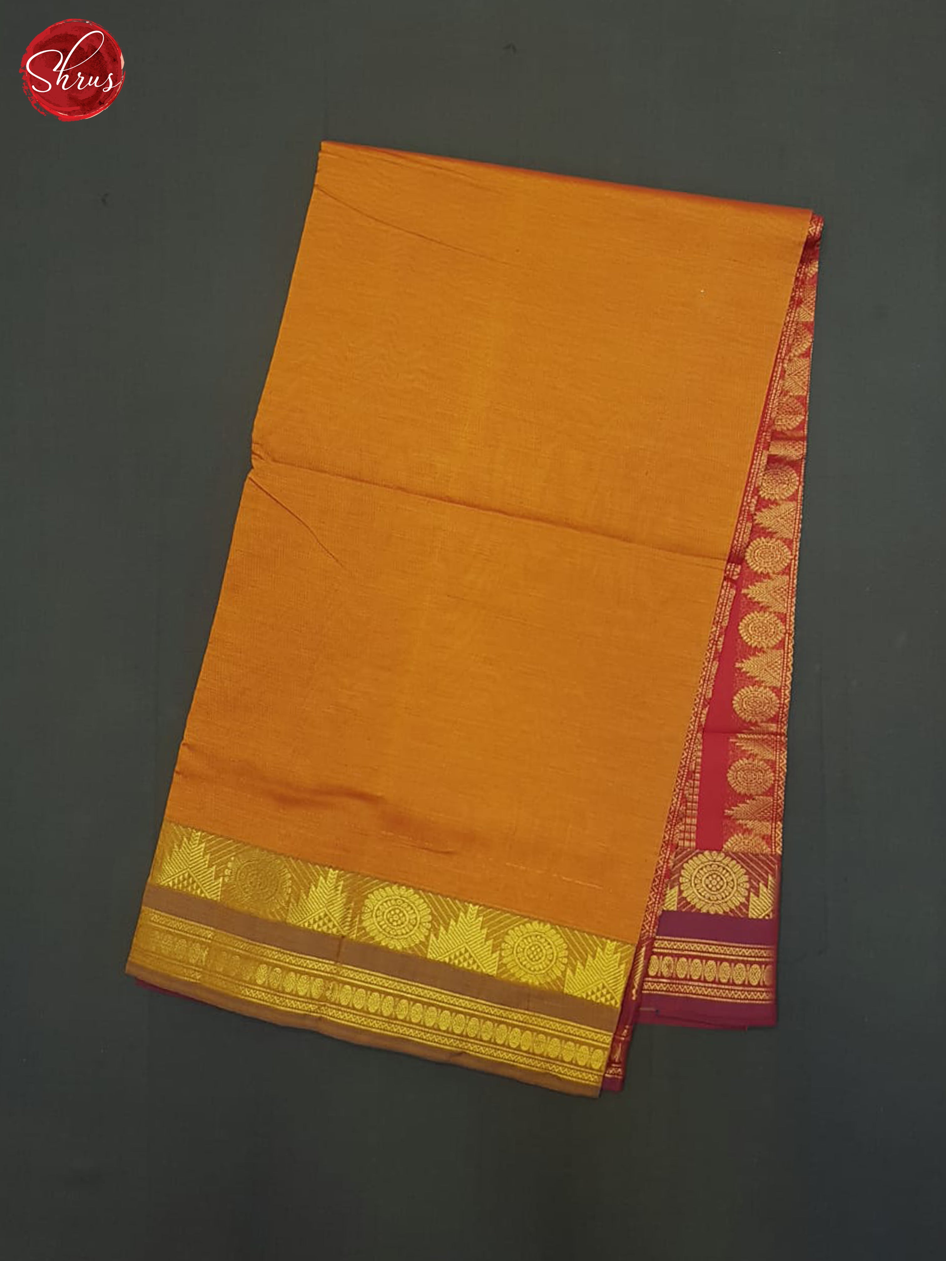 Fire Orange And Red- Silk Cotton Half-pure Saree - Shop on ShrusEternity.com