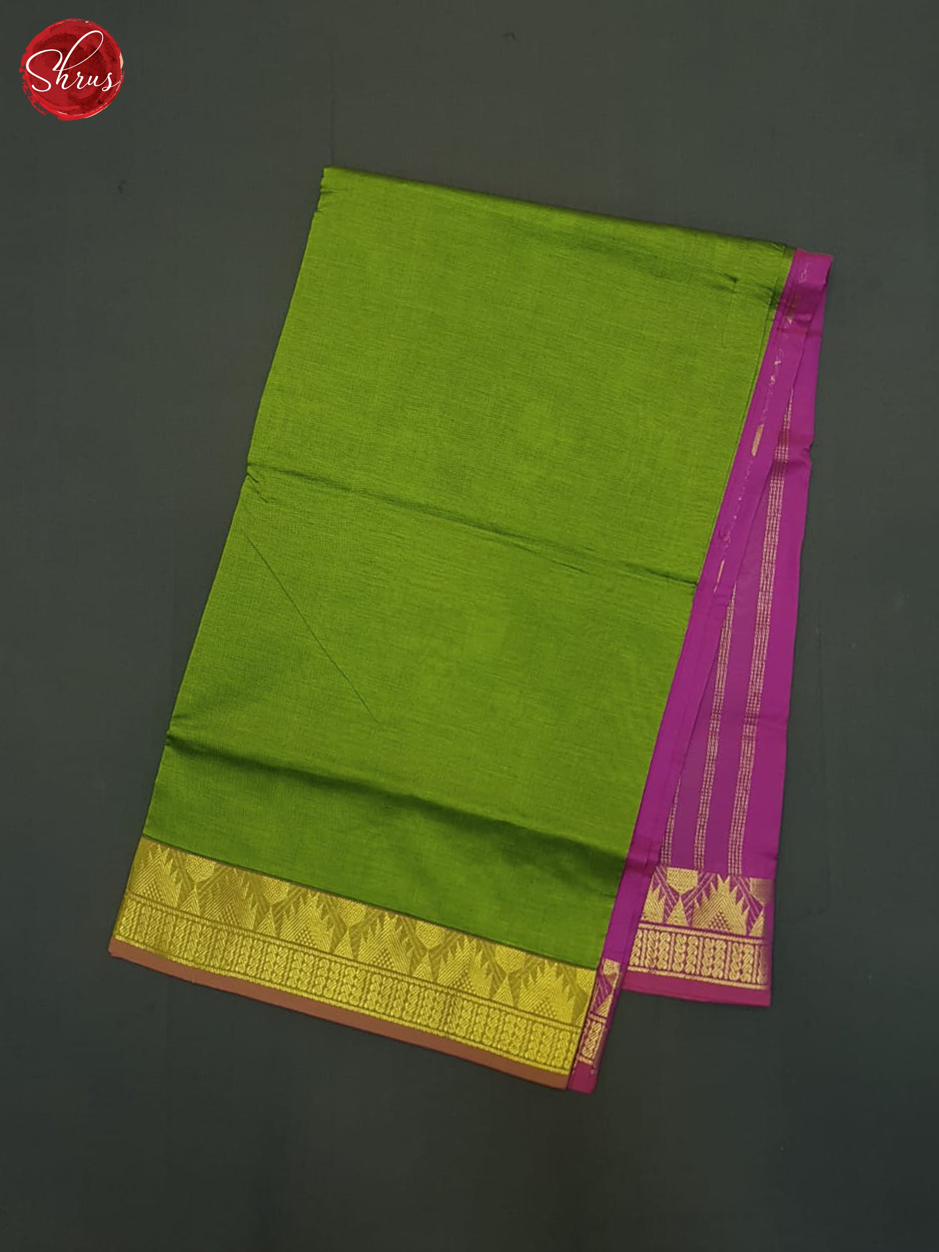 Green And Pink- Silk Cotton Half-pure Saree - Shop on ShrusEternity.com