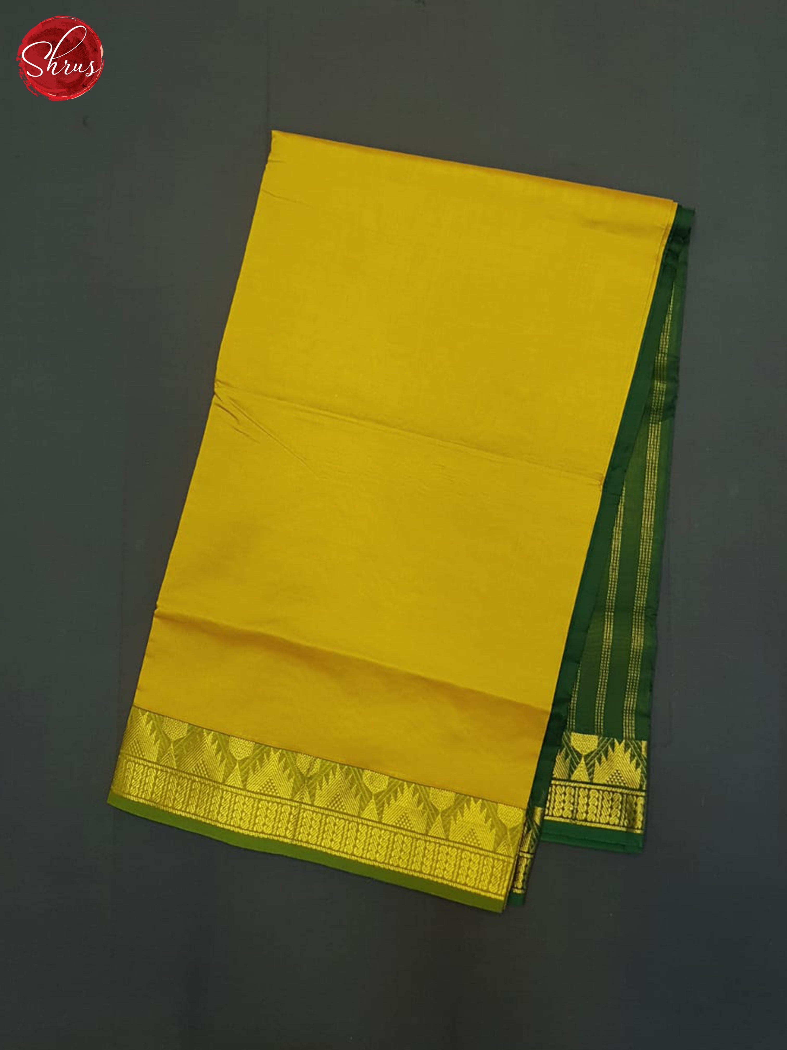 Mustard And Green- Silk Cotton half-pure Saree - Shop on ShrusEternity.com