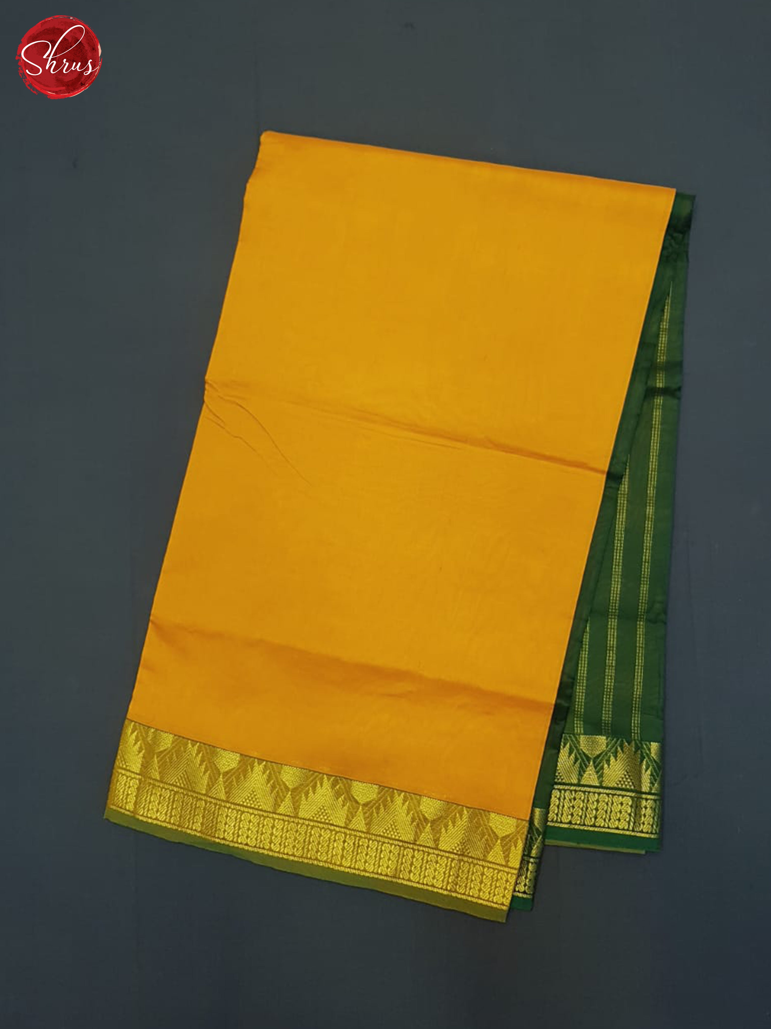 Fire Orange And Green- Silk Cotton half -Pure Saree - Shop on ShrusEternity.com