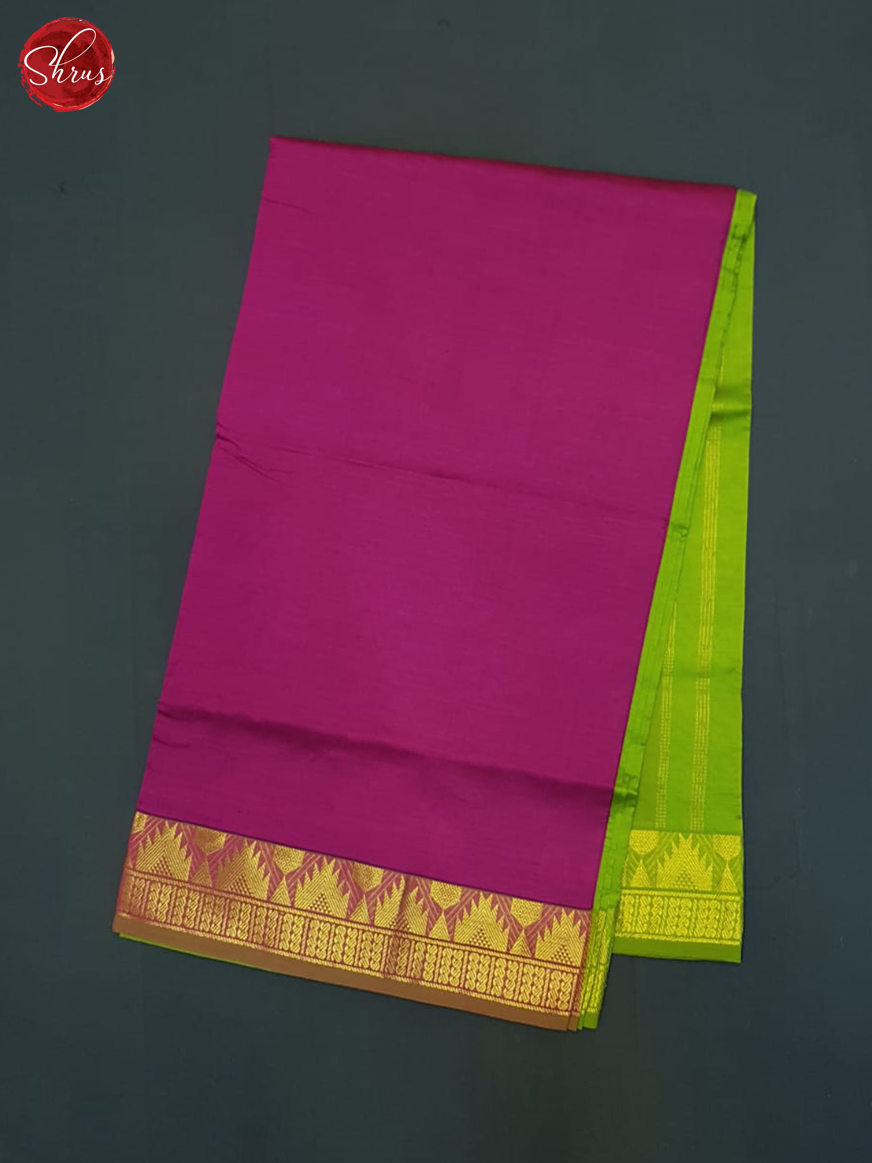 Pink And Green-Silk Cotton half-pure Saree - Shop on ShrusEternity.com