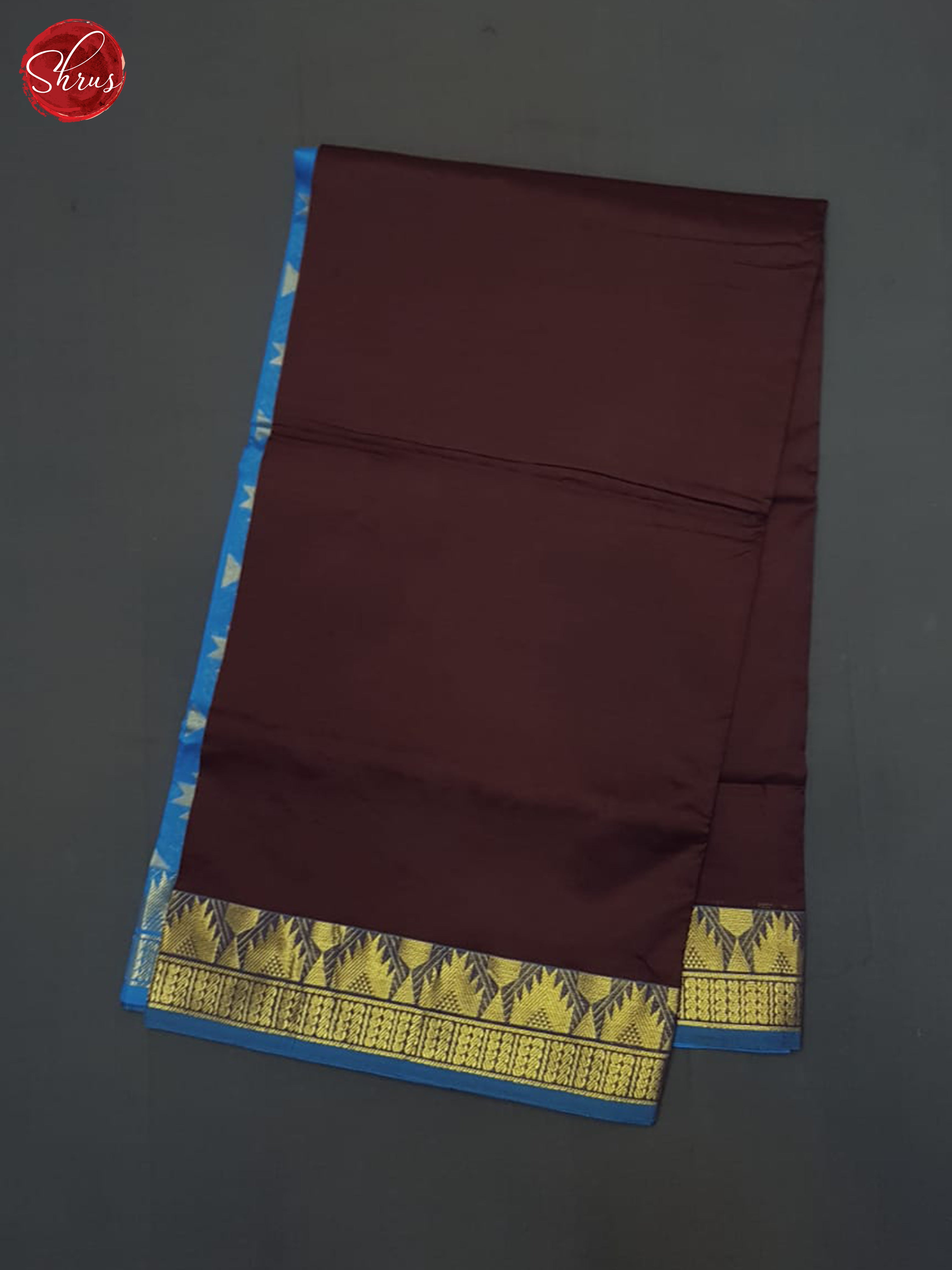 Brown And Blue-Silk cotton half-pure saree - Shop on ShrusEternity.com