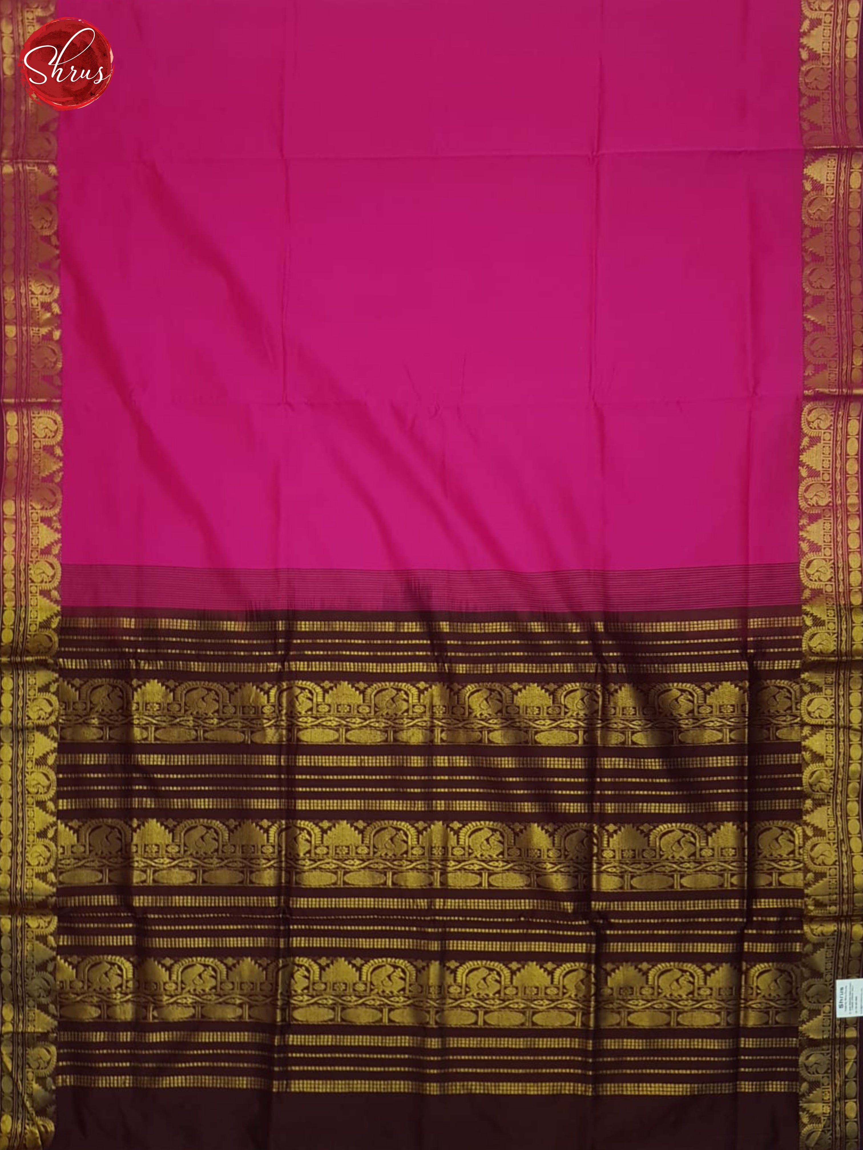 Pink And Brown- Silk Cotton Half-pure Saree - Shop on ShrusEternity.com