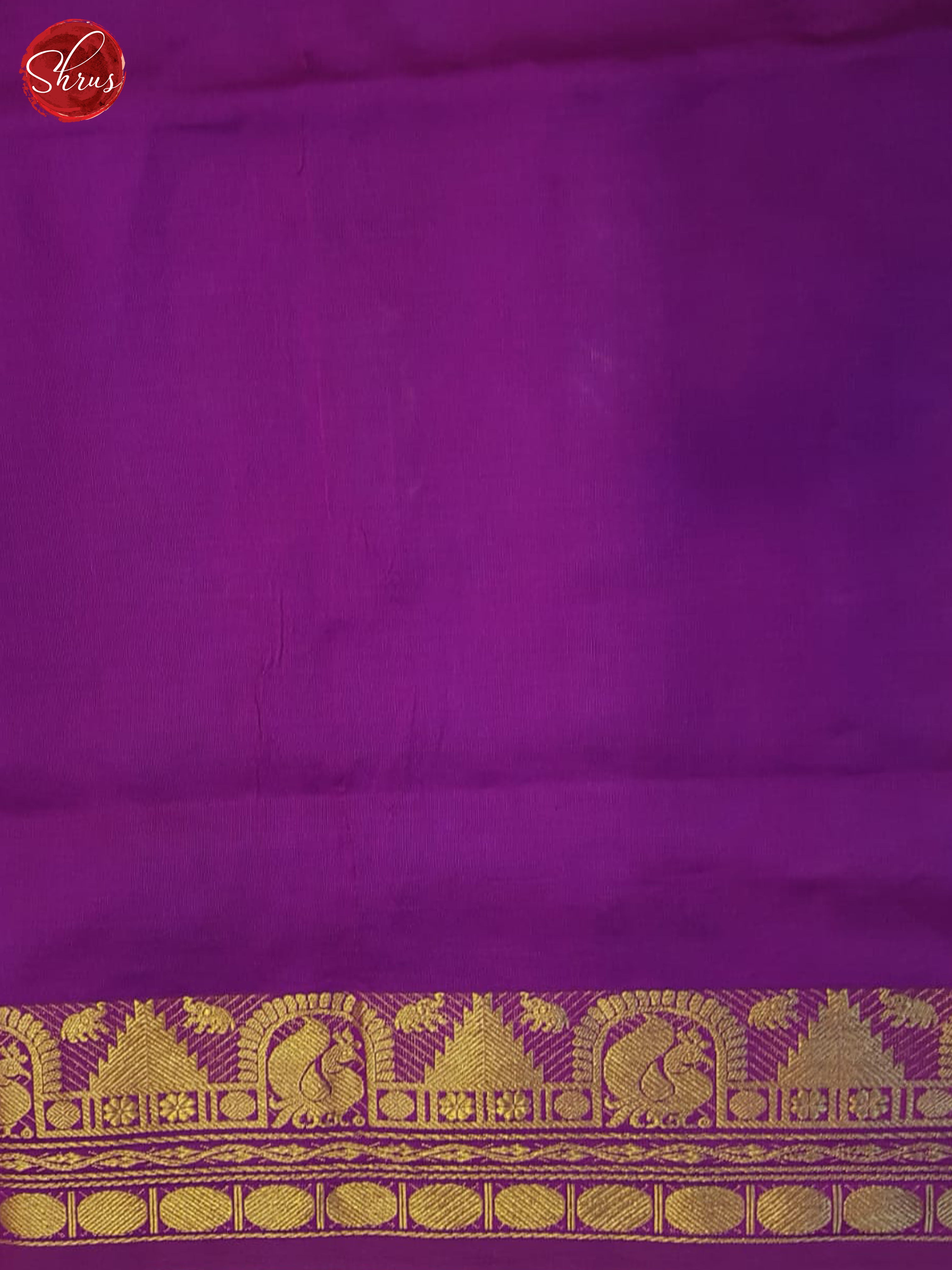 Blue And Purple- Silk Cotton Half-pure Saree - Shop on ShrusEternity.com