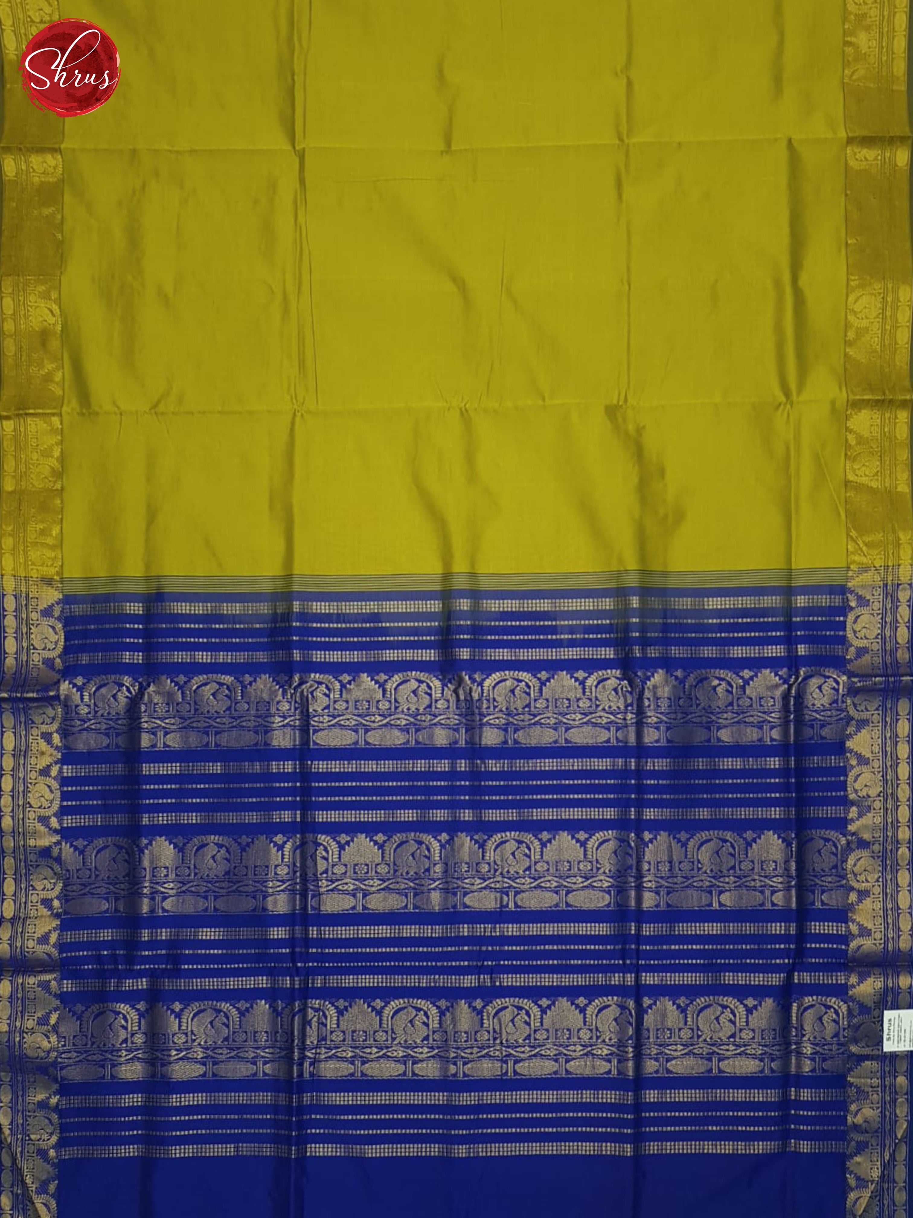 Green And Blue- Silk Cotton Half-pure saree - Shop on ShrusEternity.com