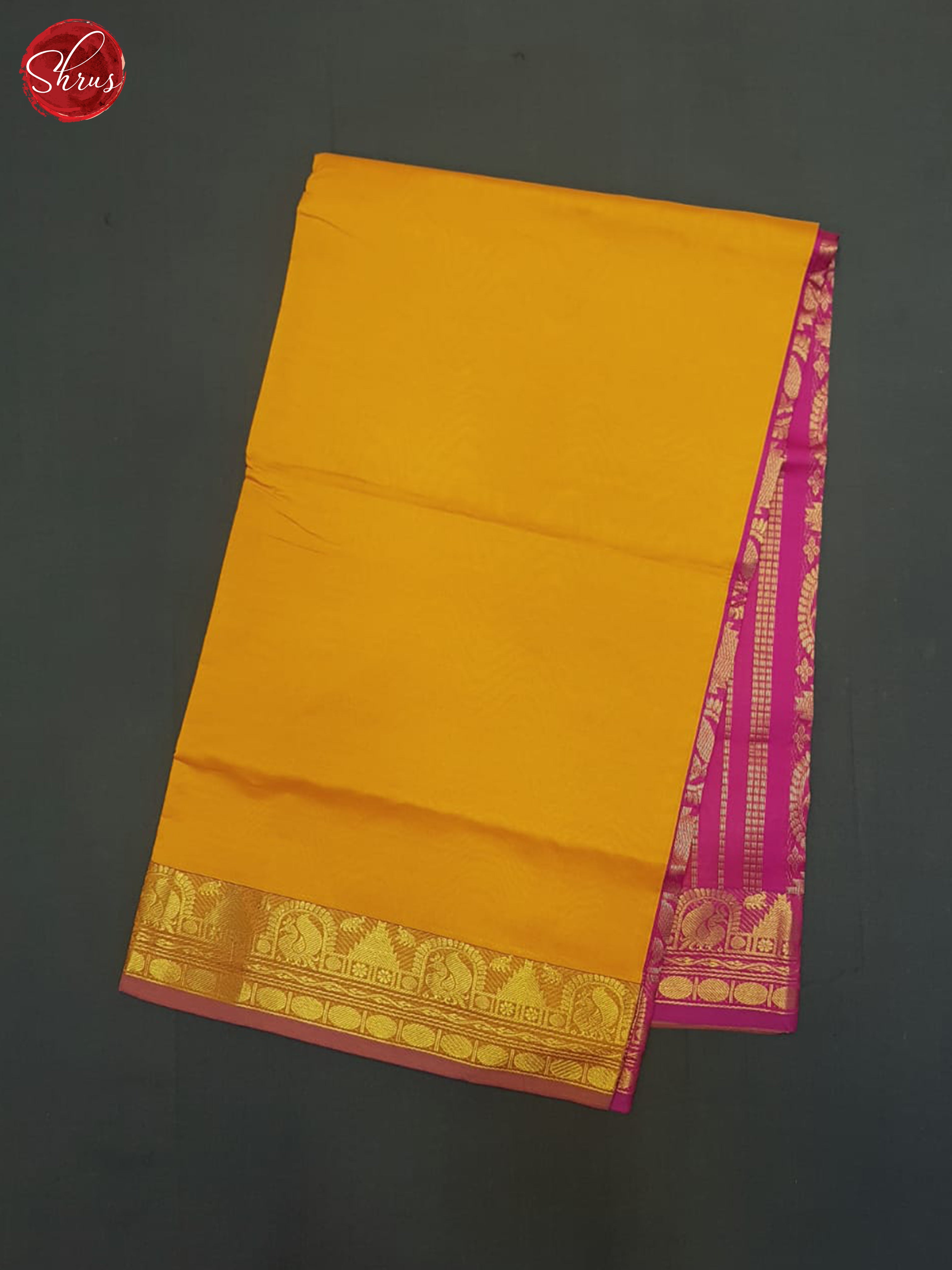 Mambala Yellow And Pink- Silk Cotton Half-pure saree - Shop on ShrusEternity.com