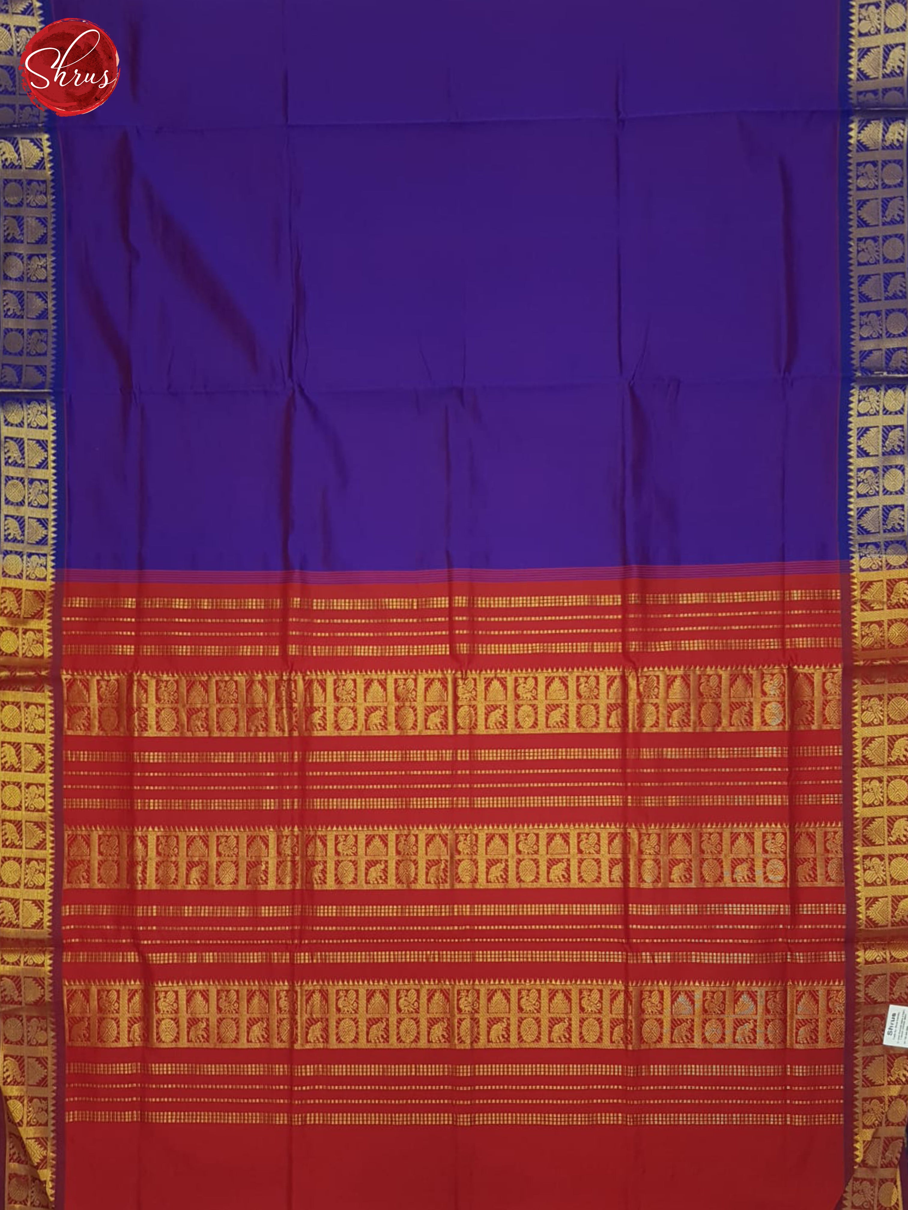 Purple And Red-Silk Cotton half-pure saree - Shop on ShrusEternity.com