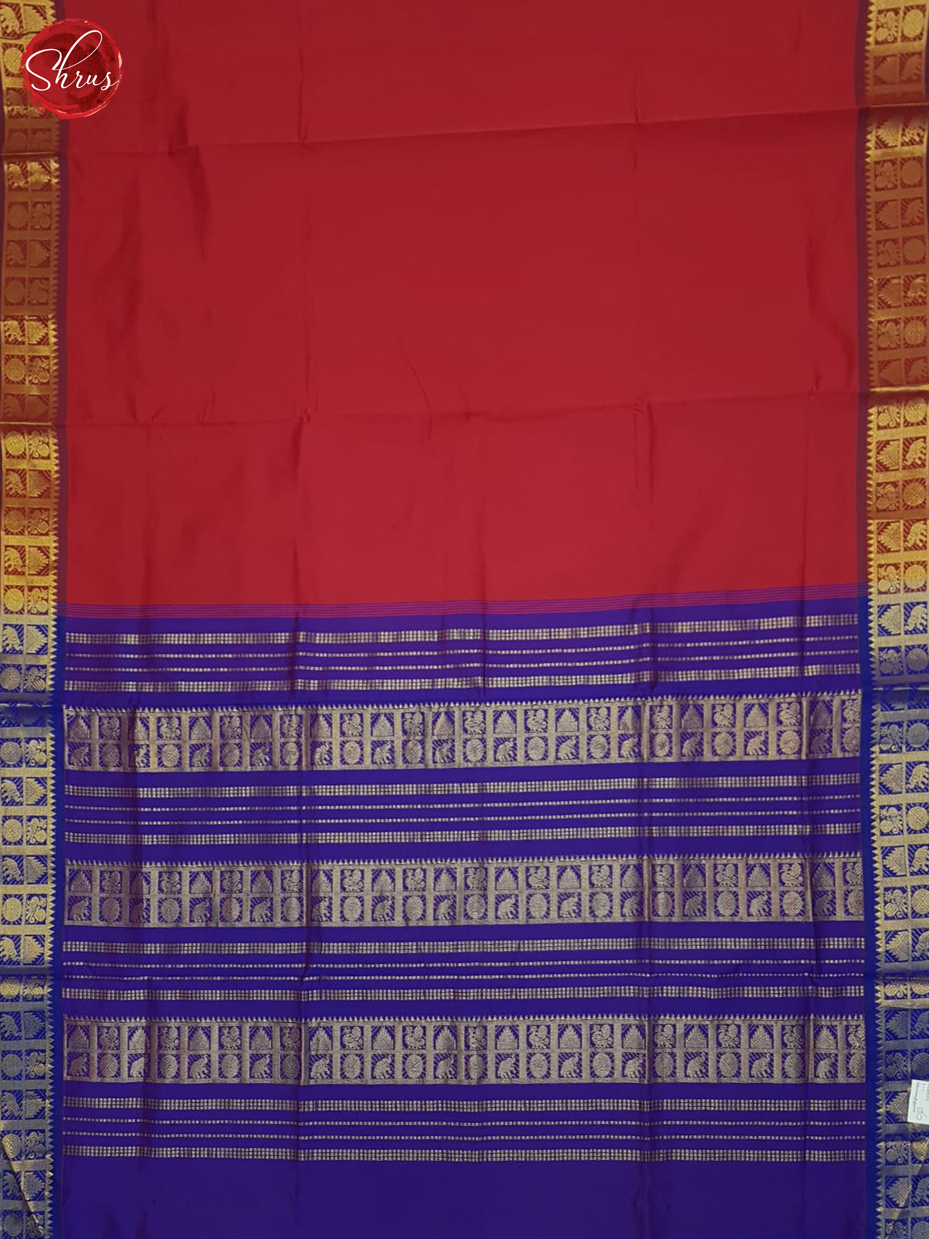 Red And Purple-Silk Cotton half-pure saree - Shop on ShrusEternity.com