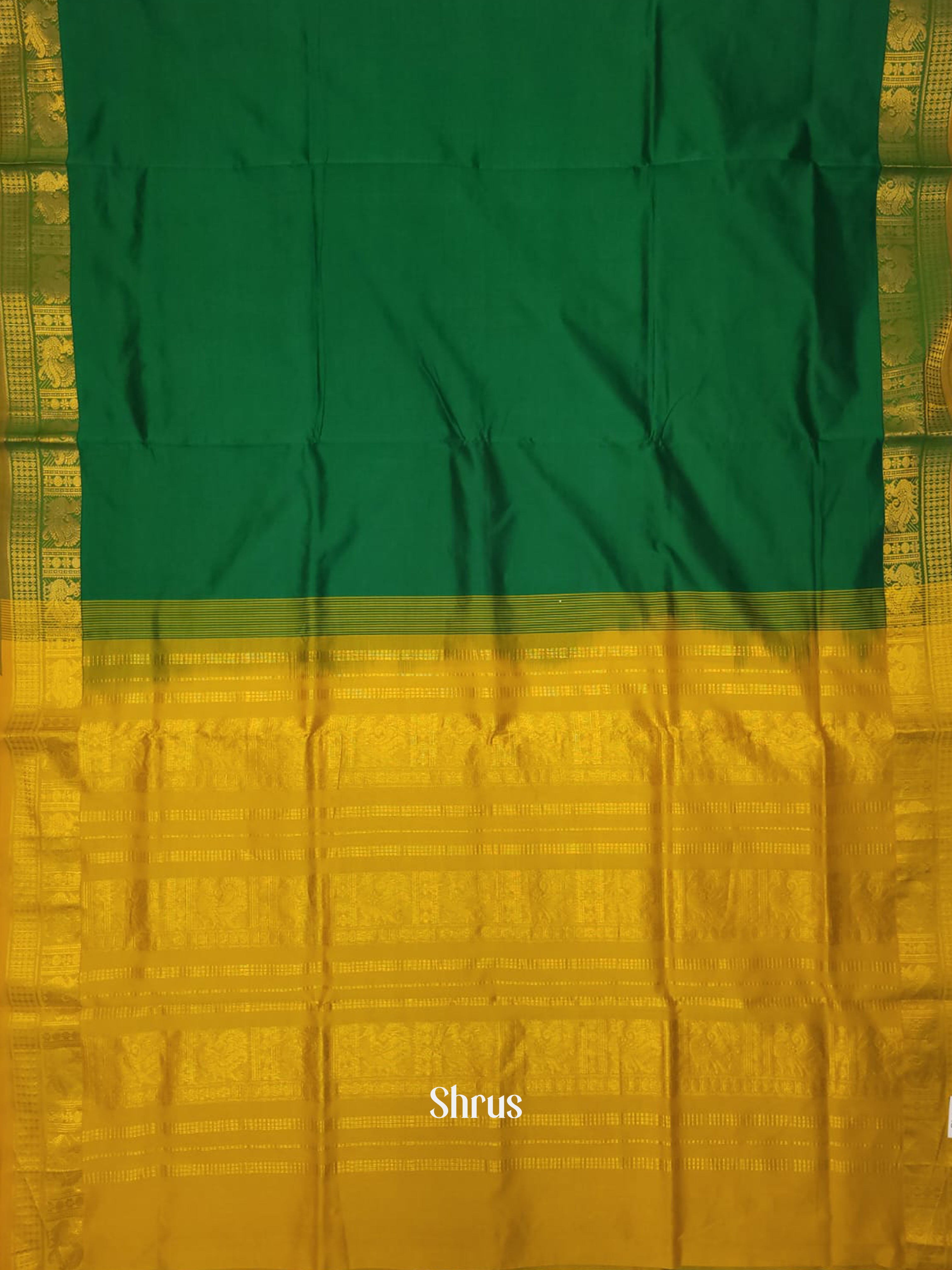 Green & Yellow- Silk cotton-half pure Saree