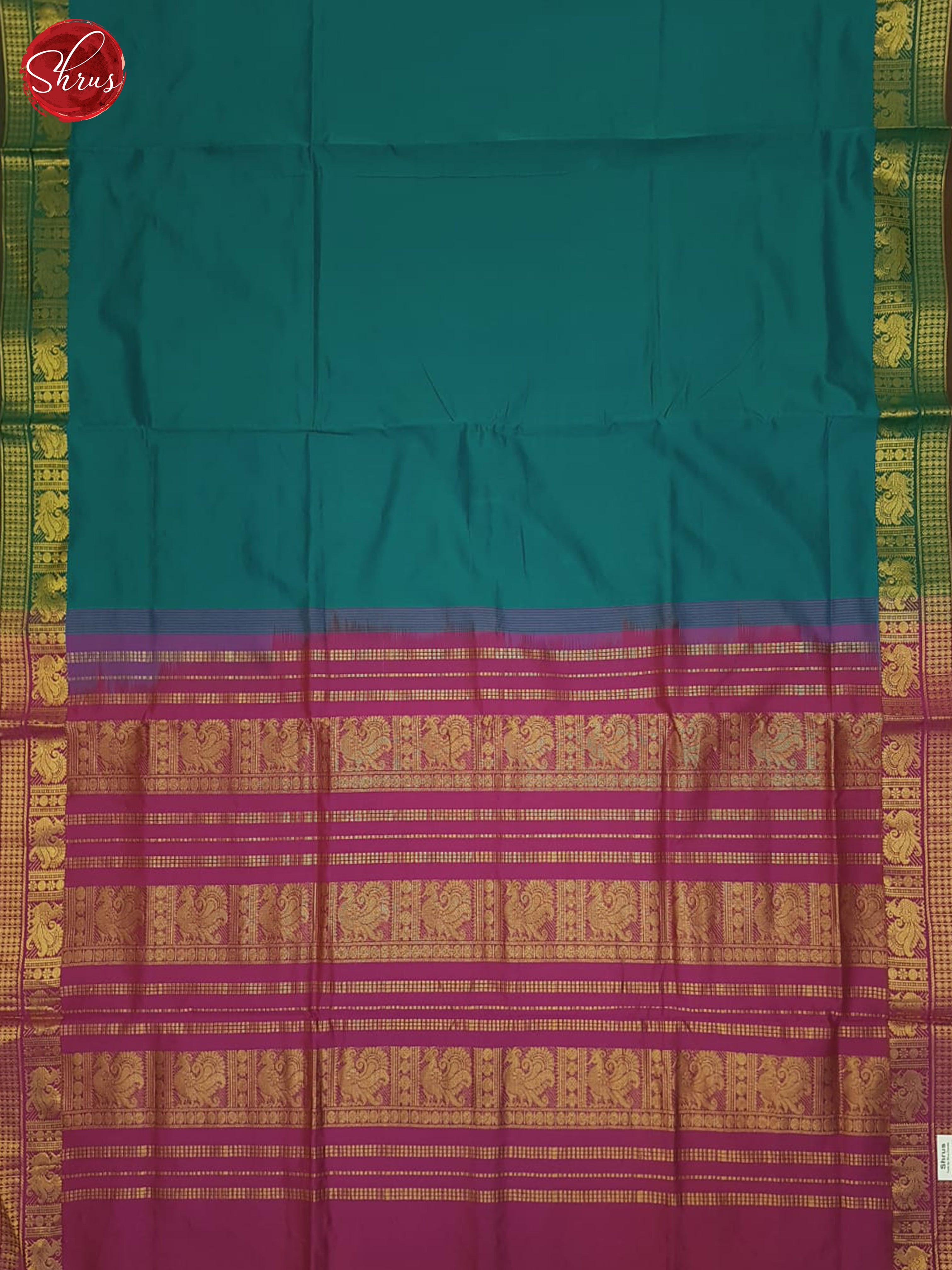 Peacock Neck And Purple-Silk Cotton Half-pure Saree - Shop on ShrusEternity.com