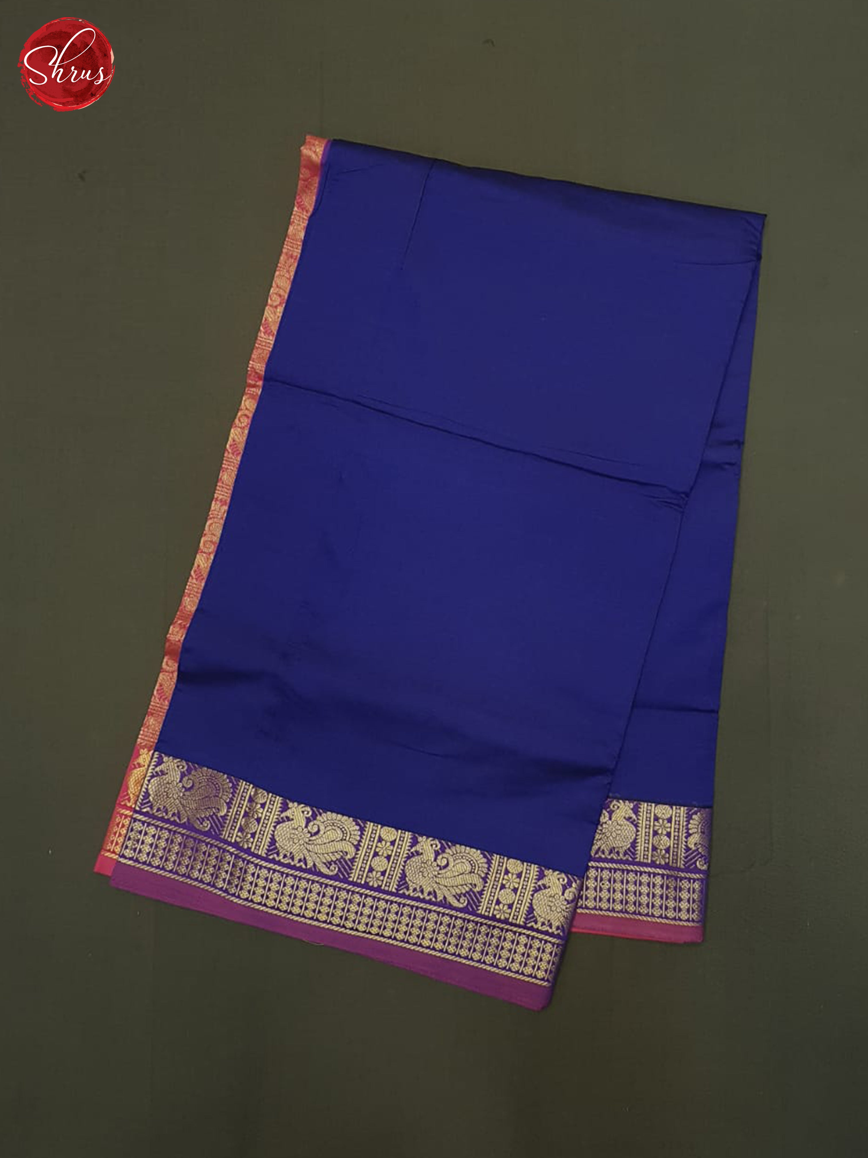 Blue And Pink- Silk Cotton half-pure Saree - Shop on ShrusEternity.com