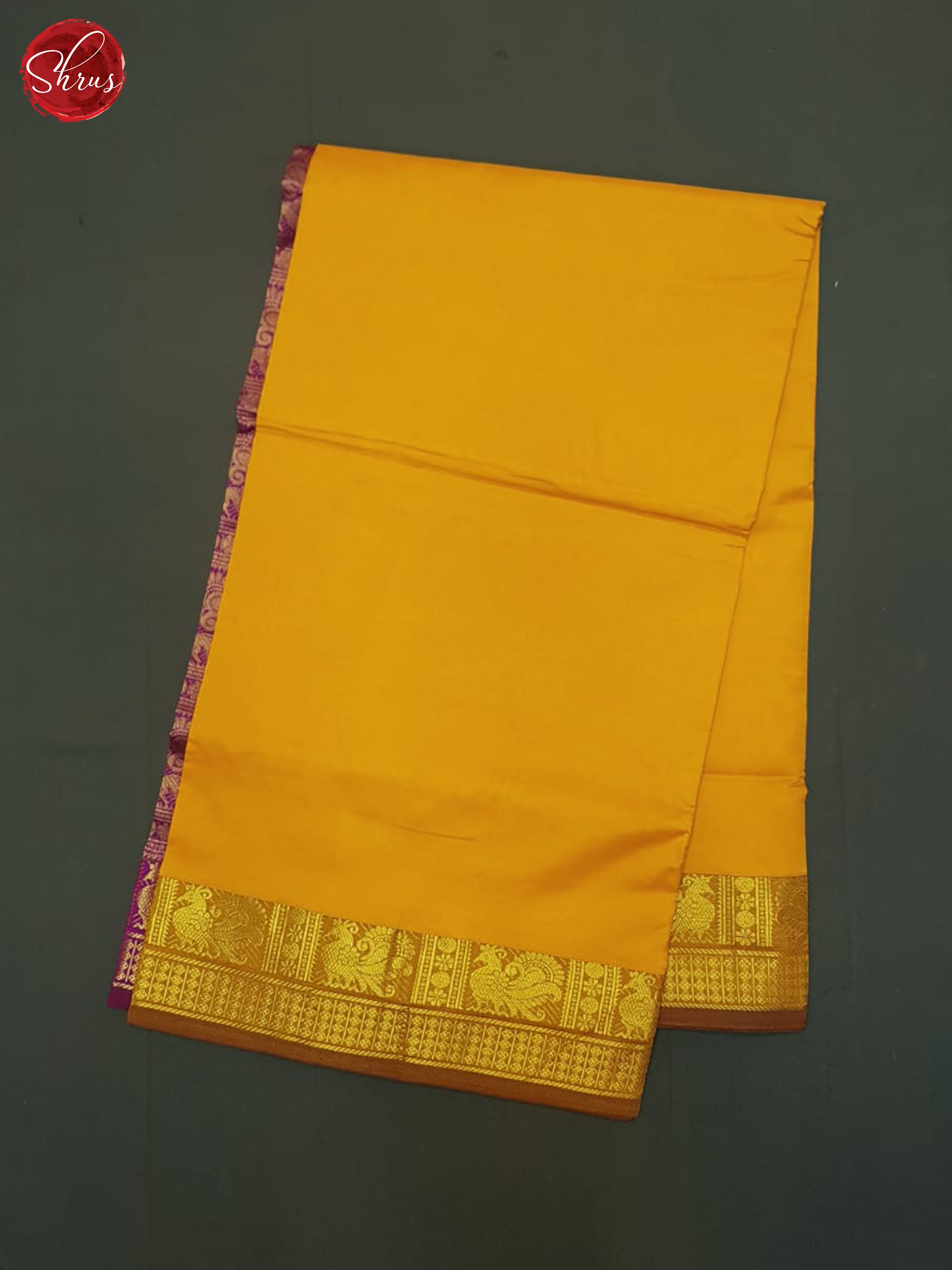 Mambala Yellow And Purple- Silk Cotton Half-pure Saree - Shop on ShrusEternity.com