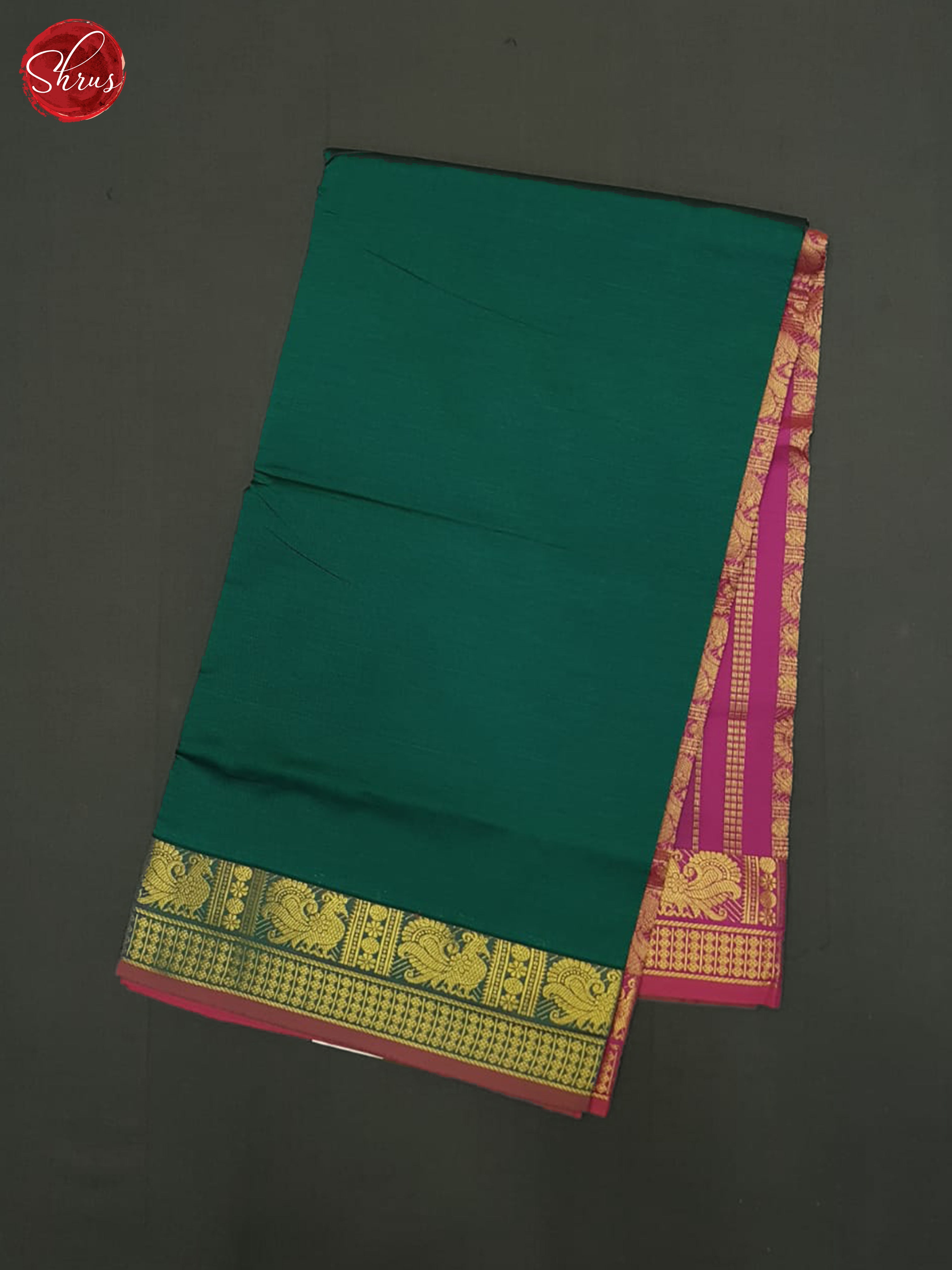 Green And Purple- Silk Cotton Half-pure Saree - Shop on ShrusEternity.com