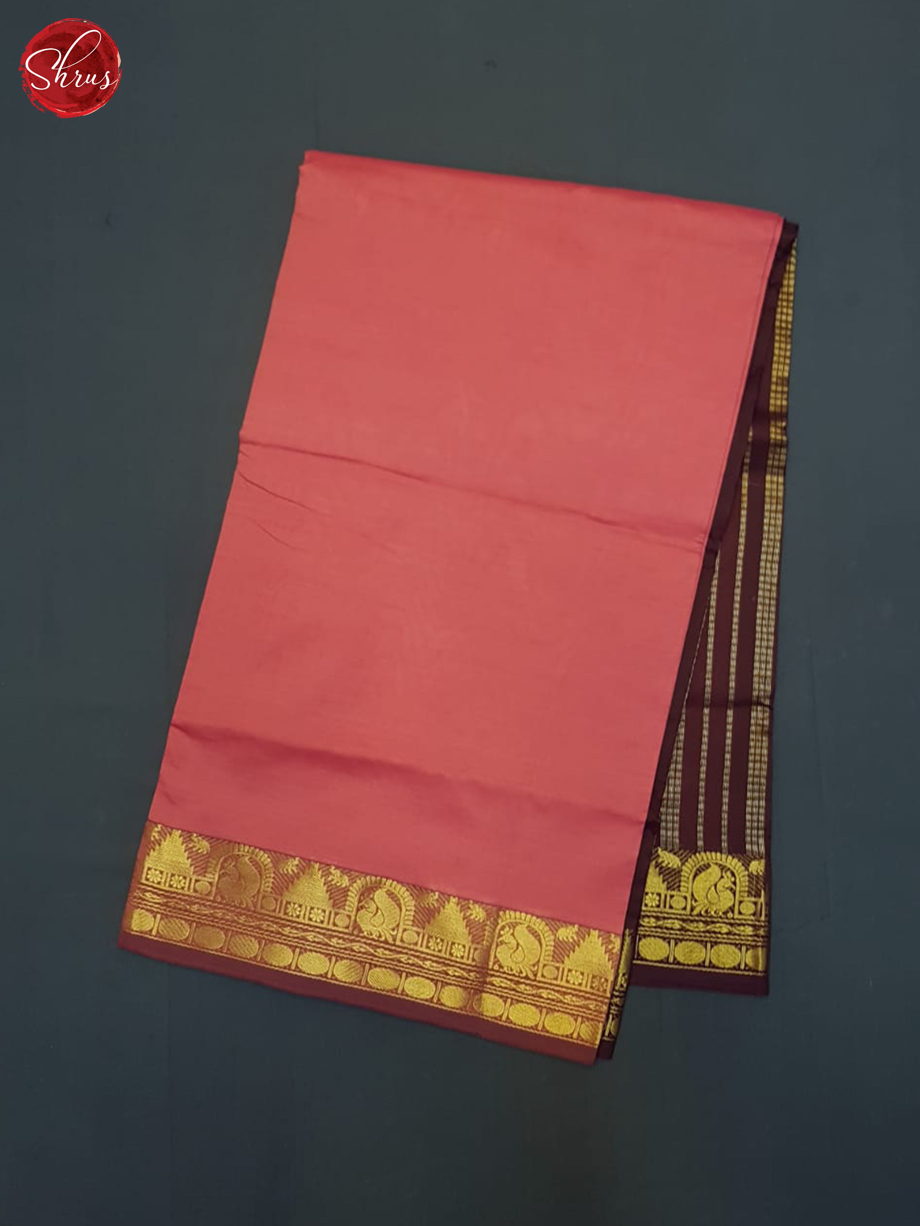 Pink And Brown- Silk Cotton Half- pure Saree - Shop on ShrusEternity.com