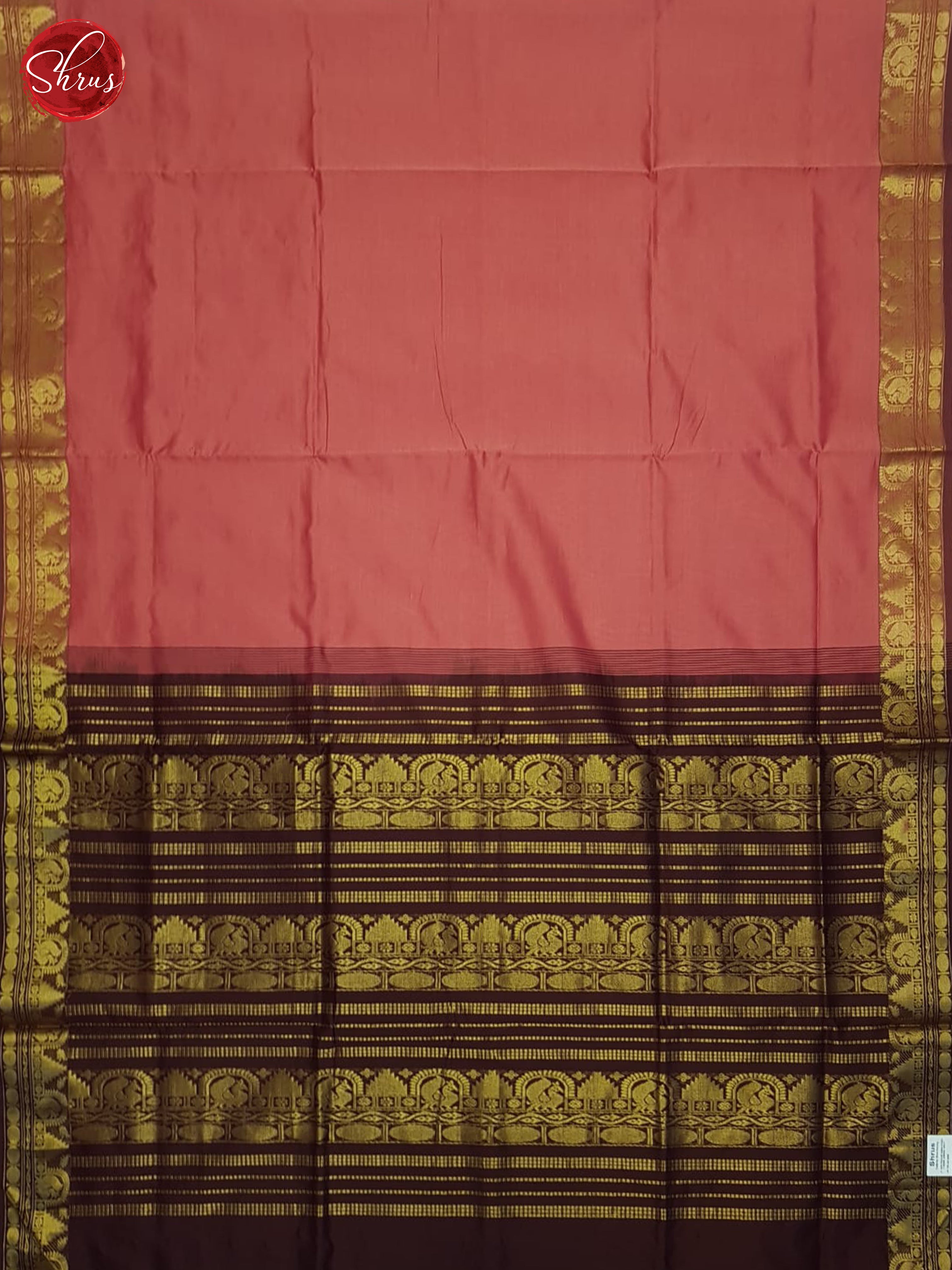 Pink And Brown- Silk Cotton Half- pure Saree - Shop on ShrusEternity.com