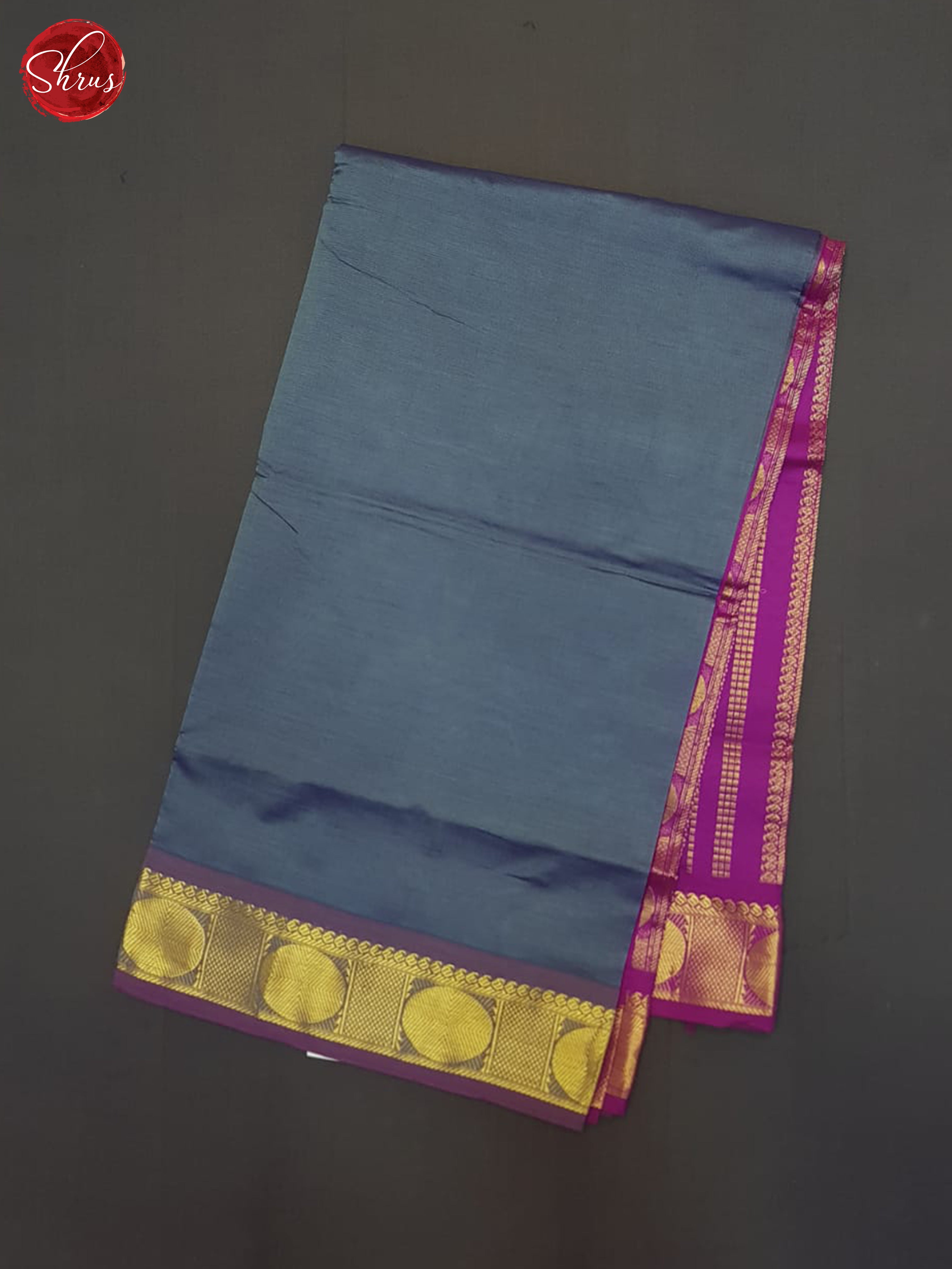 Grey And Purple- Silk Cotton Half-pure saree - Shop on ShrusEternity.com