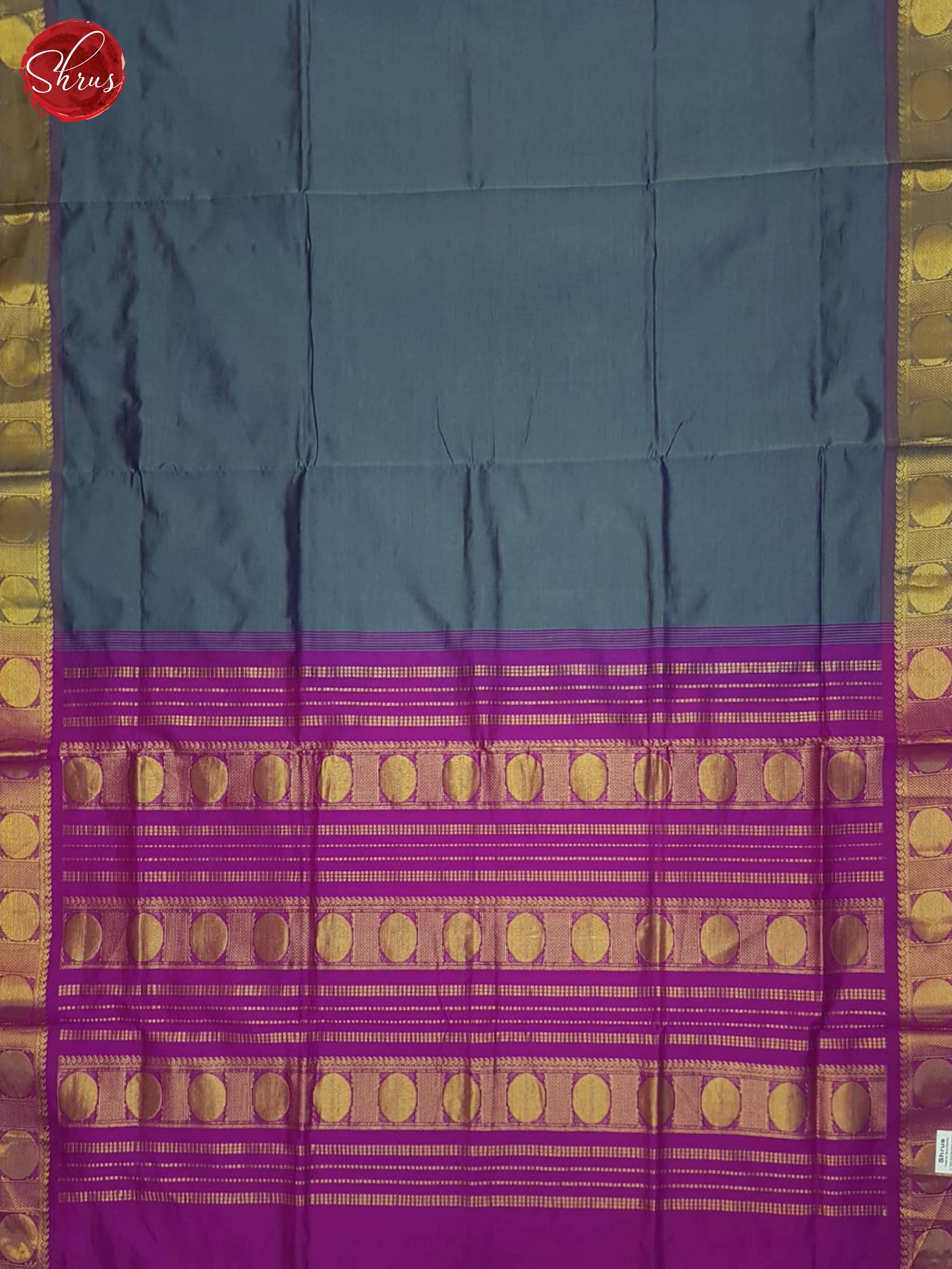 Grey And Purple- Silk Cotton Half-pure saree - Shop on ShrusEternity.com