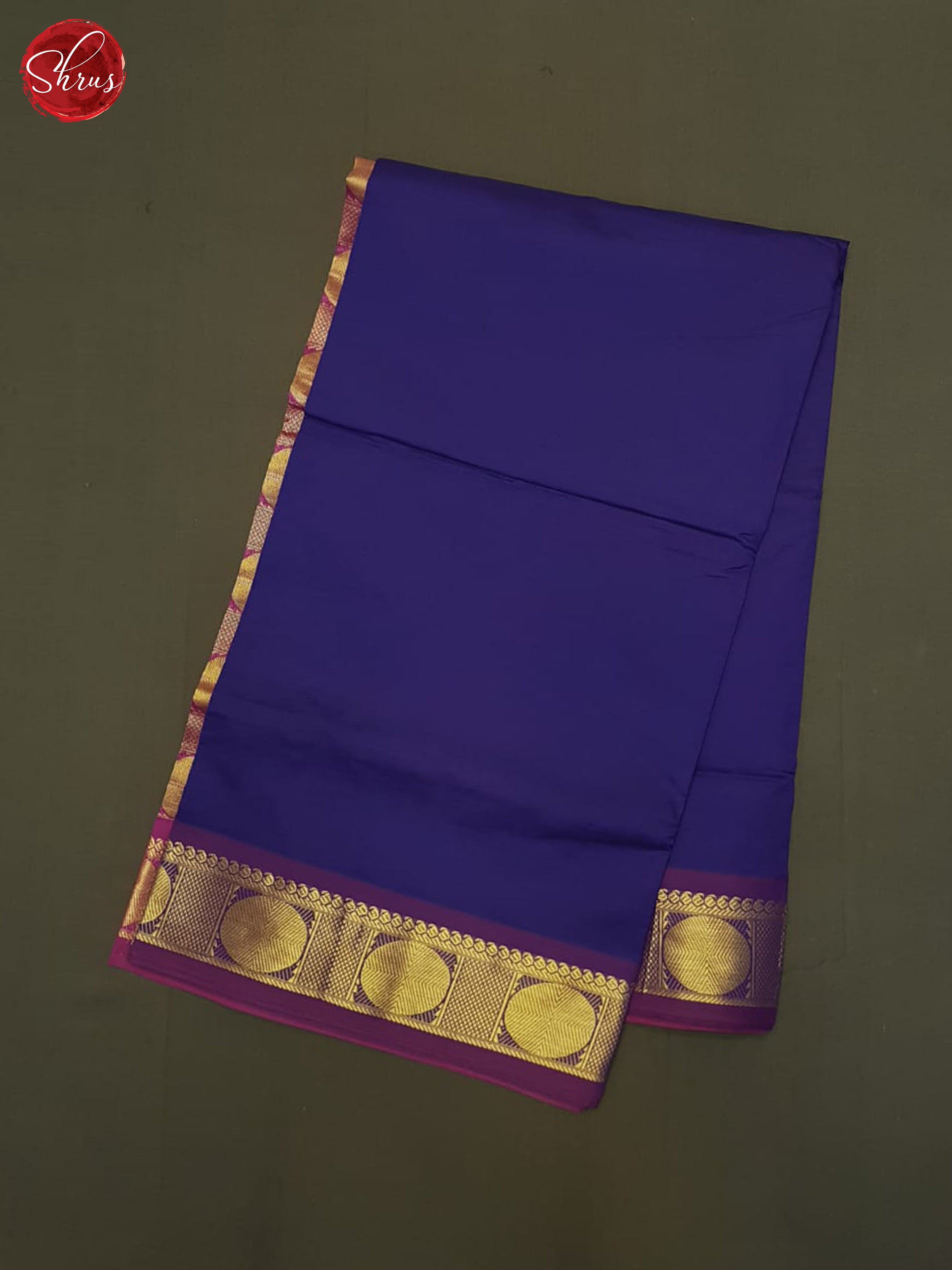 Blue And Purple- Silk Cotton Half-pure Saree - Shop on ShrusEternity.com