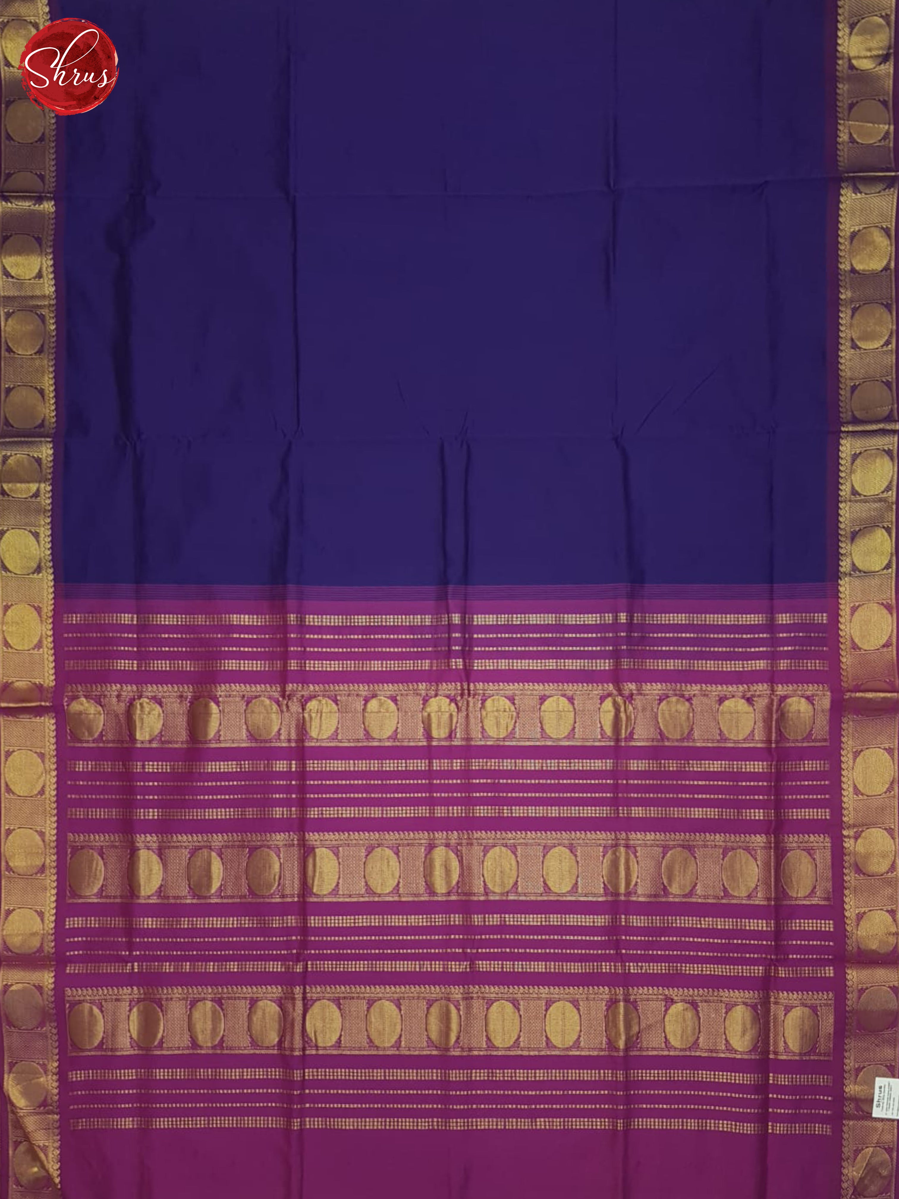 Blue And Purple- Silk Cotton Half-pure Saree - Shop on ShrusEternity.com