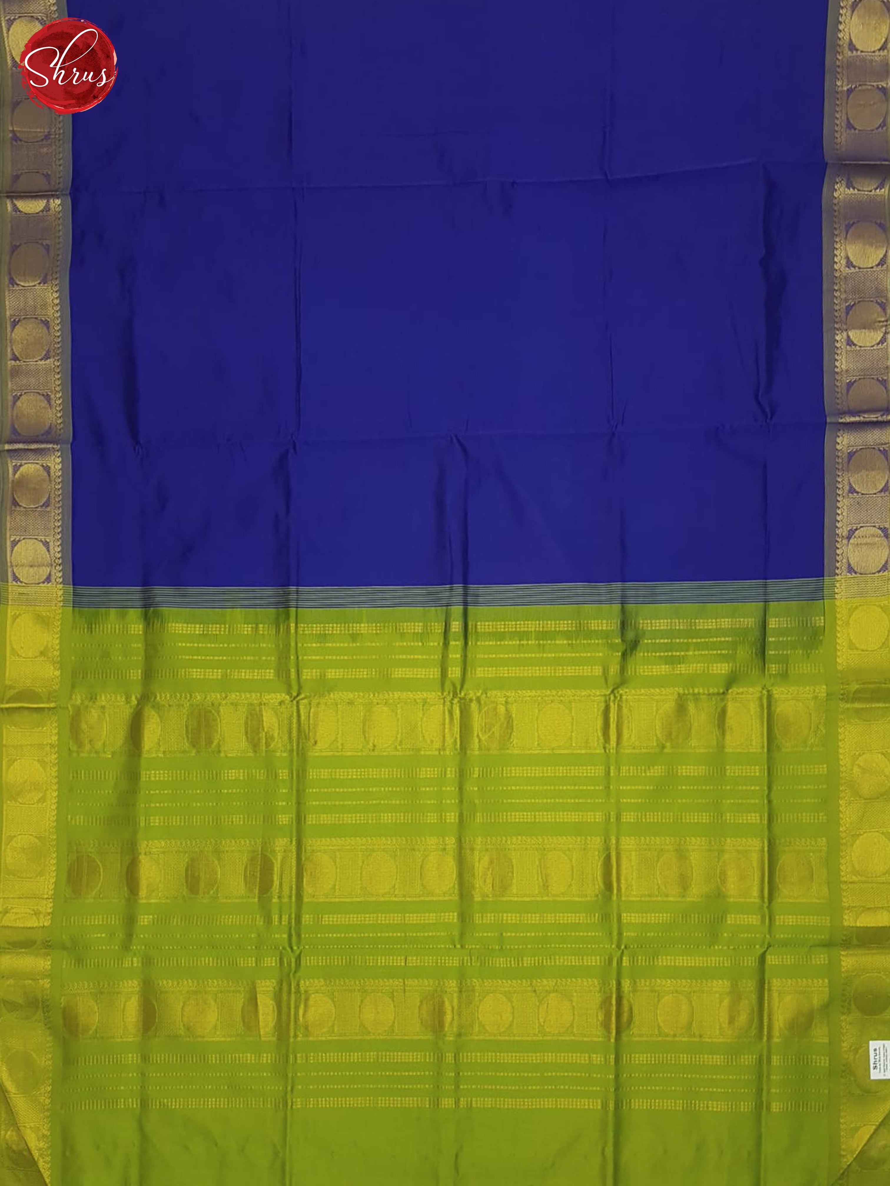 Blue And Green- Silk Cotton Half-pure Saree - Shop on ShrusEternity.com