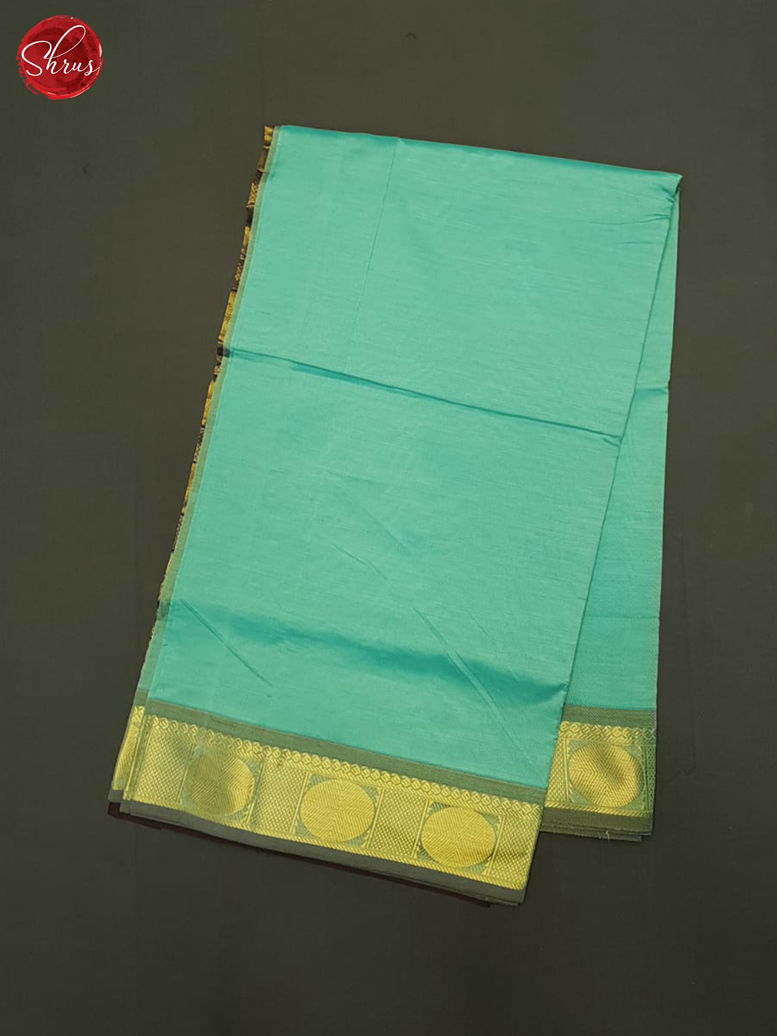 Teal Green And Brown- Silk Cotton Half-pure Saree - Shop on ShrusEternity.com