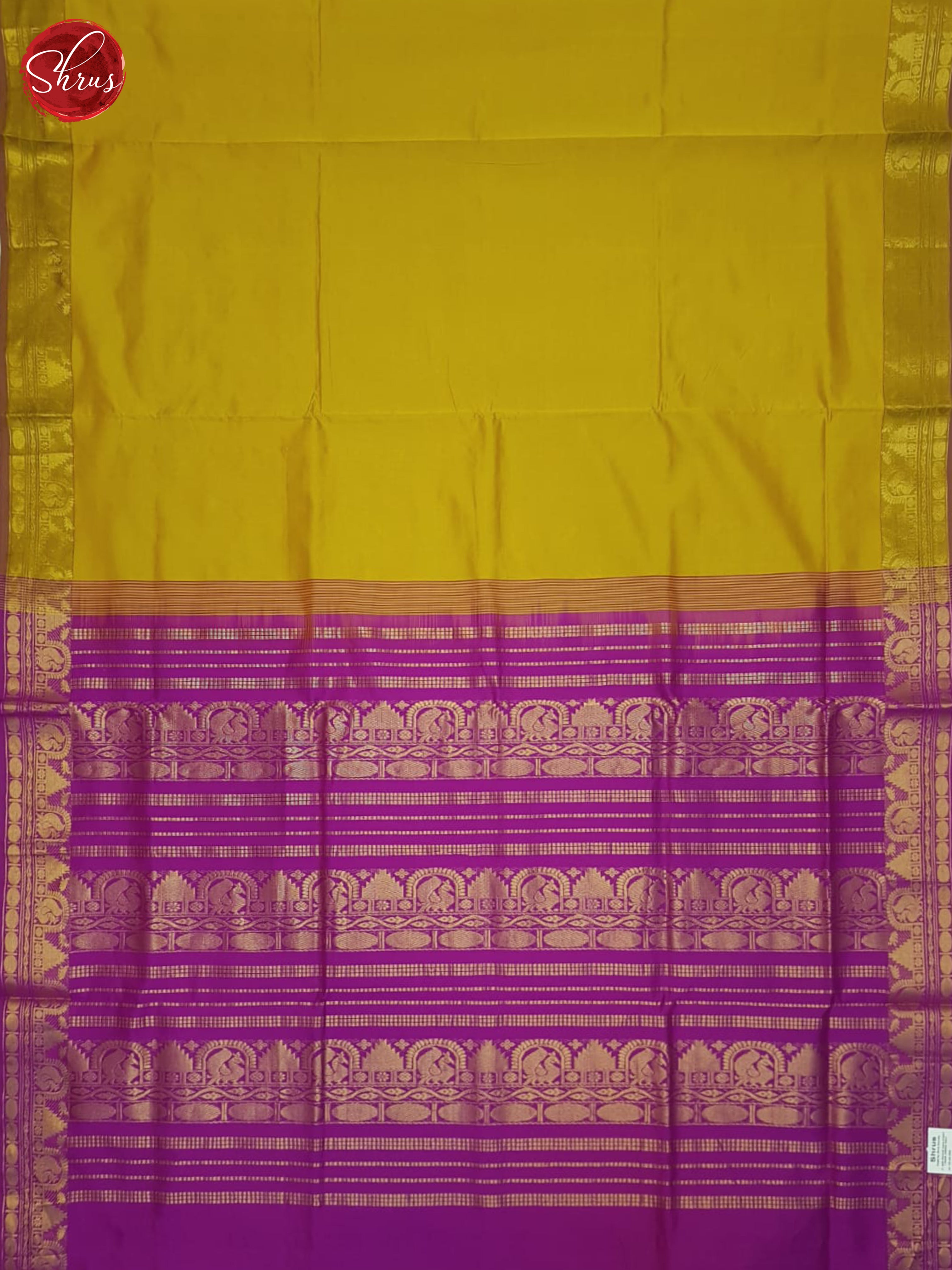 Mustard And Vadamalli- Silk Cotton Half-pure Saree - Shop on ShrusEternity.com