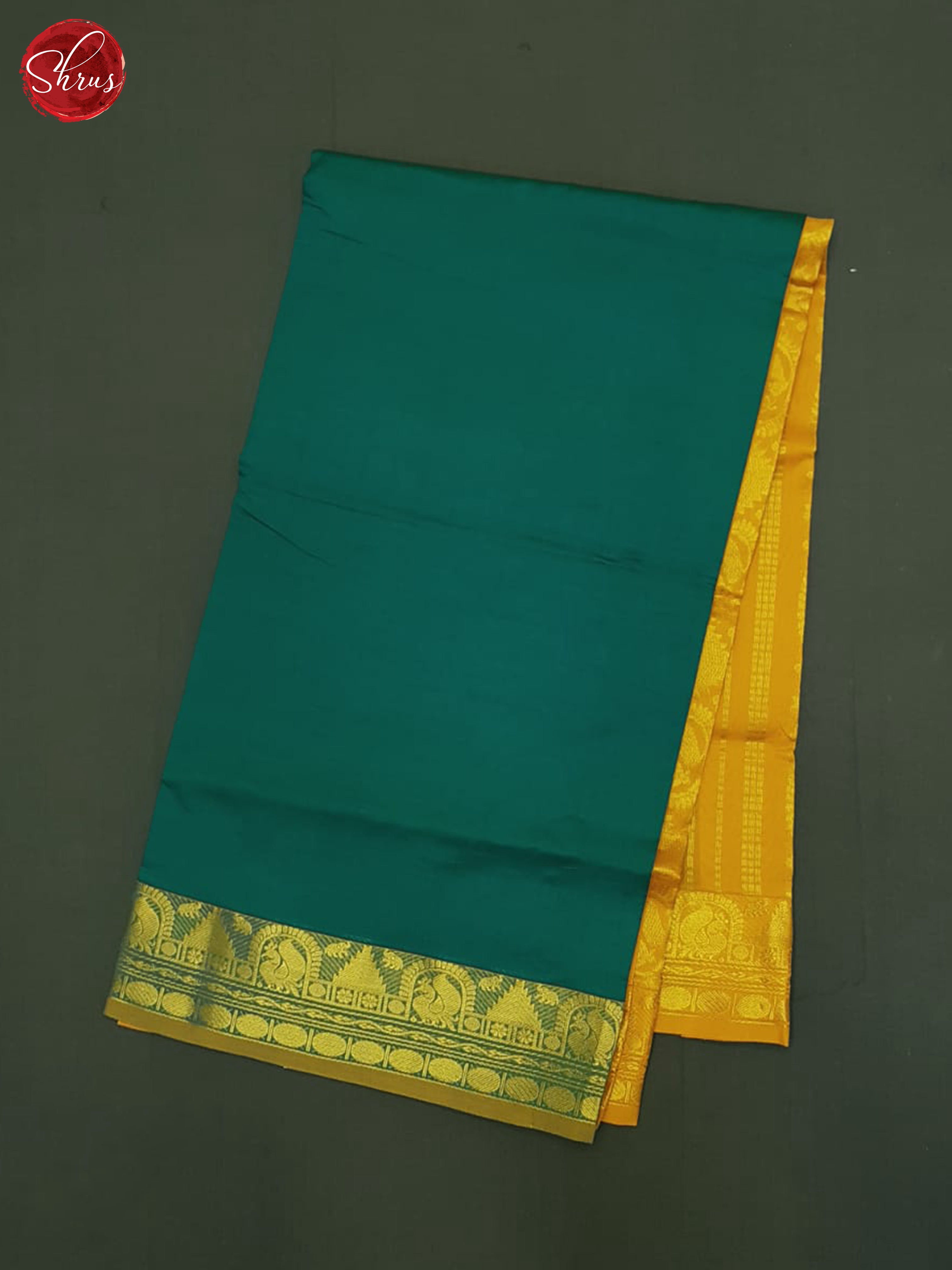 Peacock Green And Mustard- Silk Cotton Half-pure Saree - Shop on ShrusEternity.com