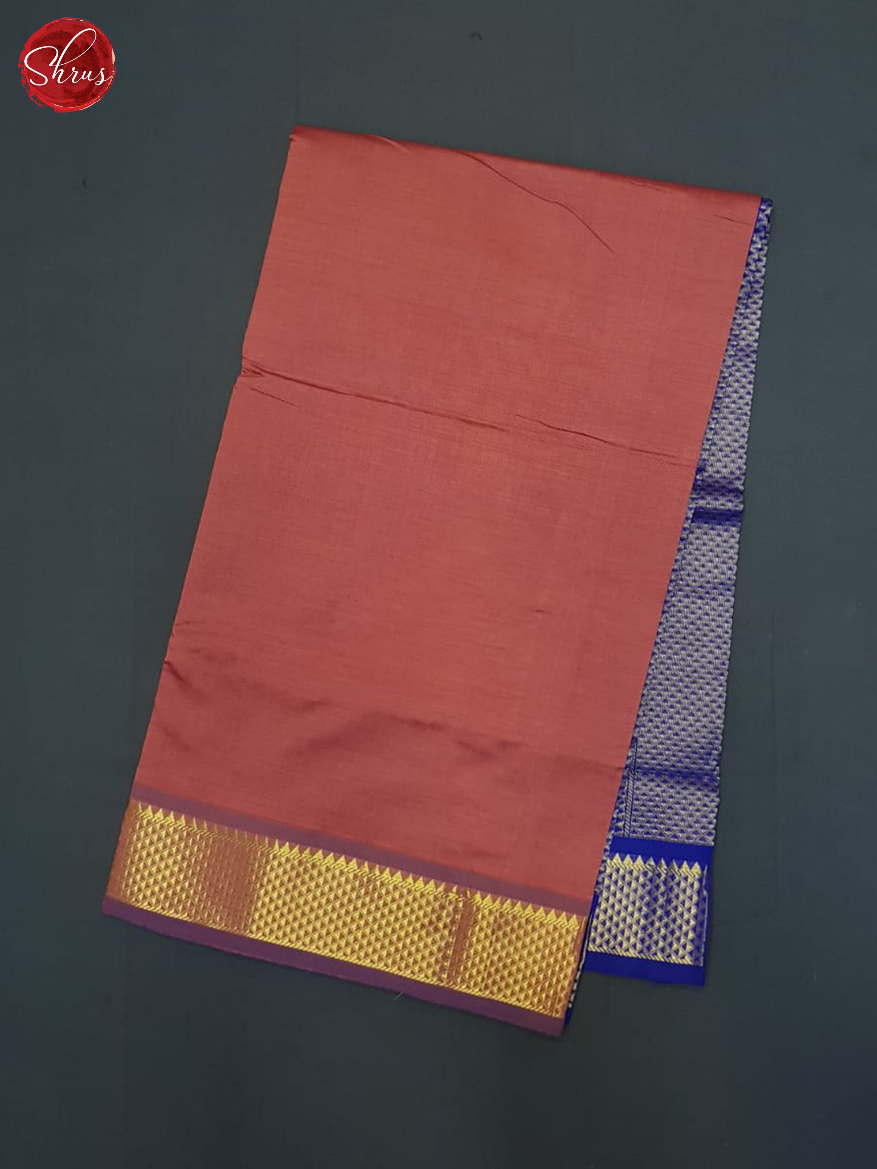 Brick Red And Blue- Silk Cotton Half-pure Saree - Shop on ShrusEternity.com