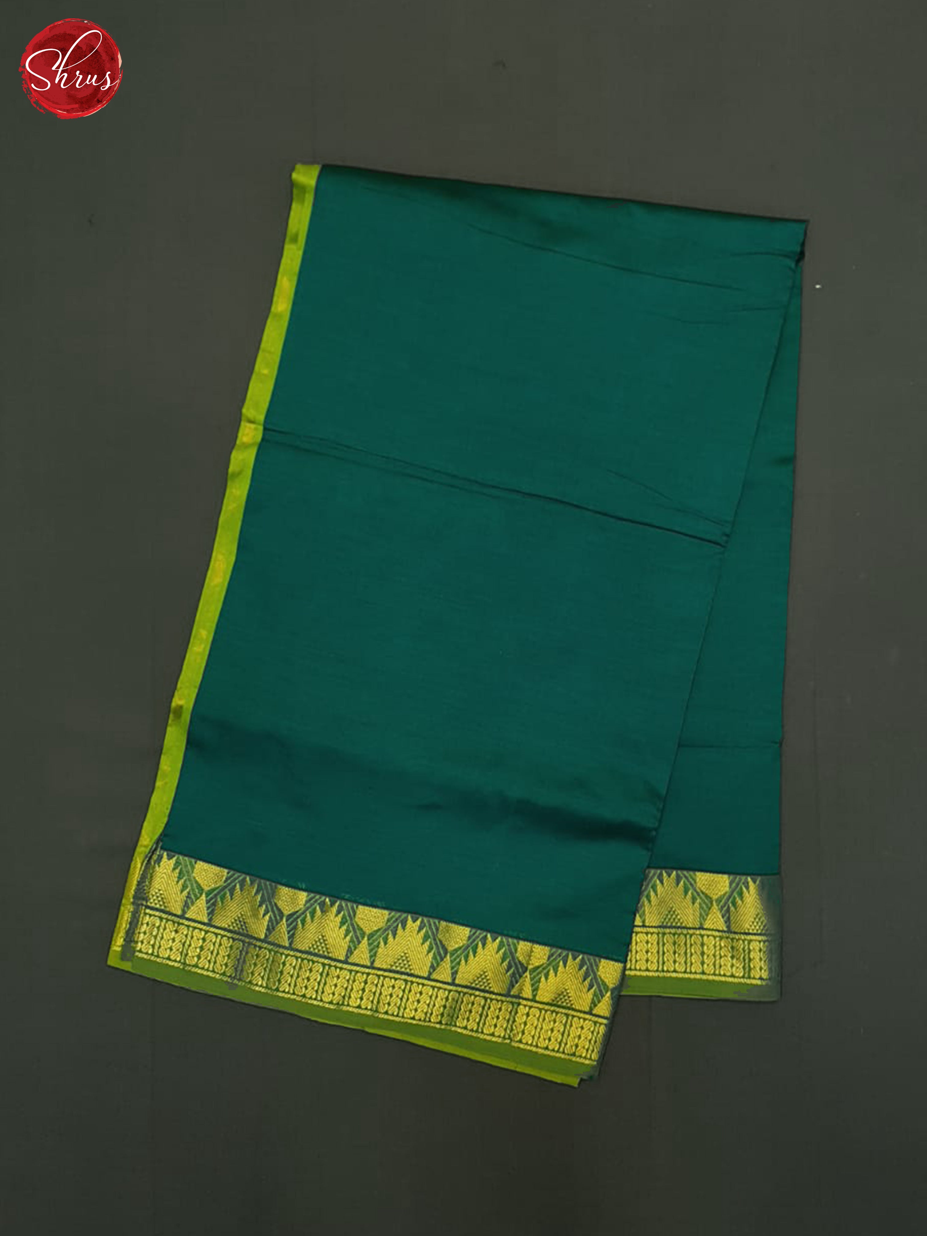 Dark Green & Green - Silk Cotton Half-pure Saree - Shop on ShrusEternity.com