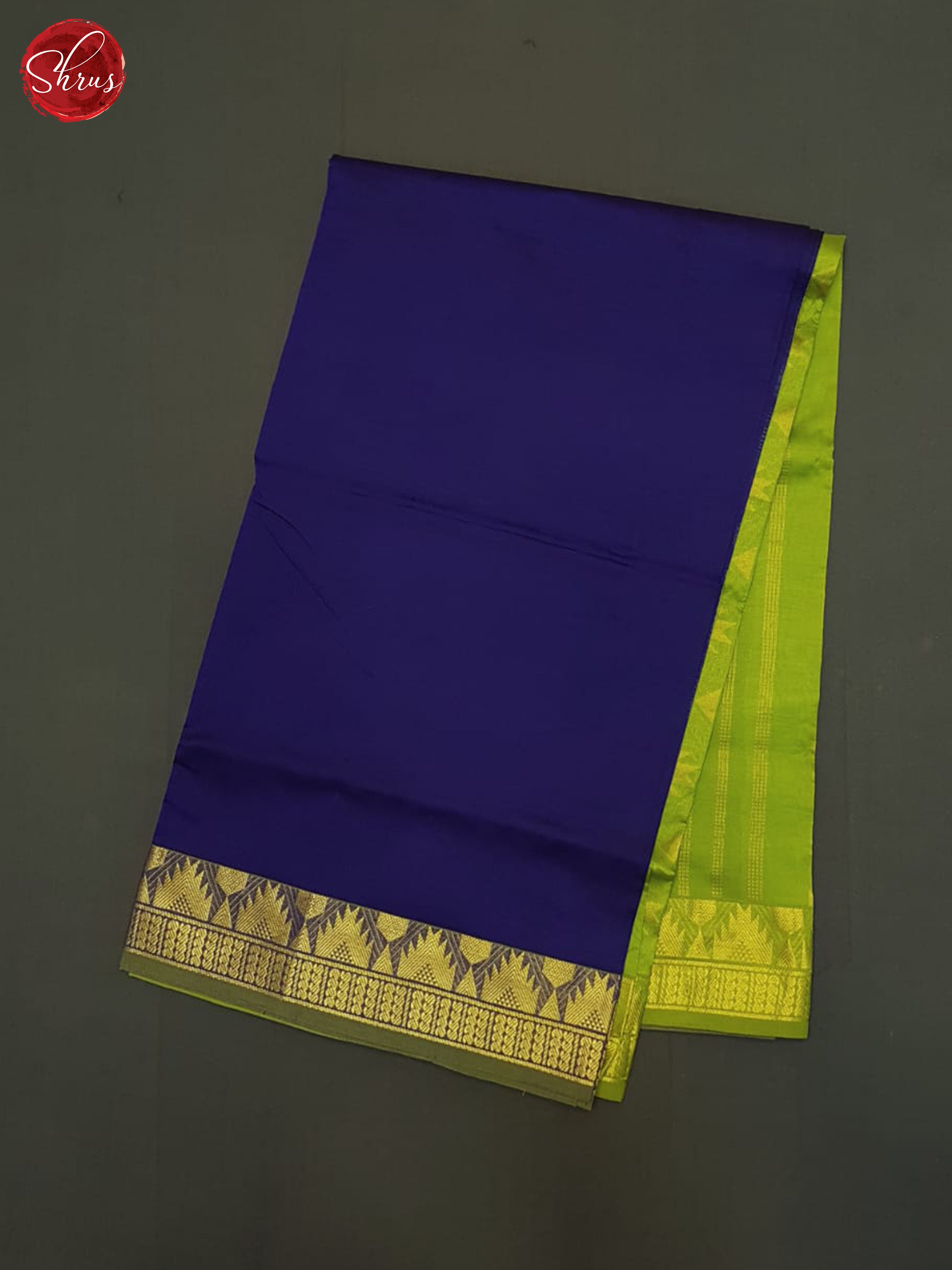 Blue And Green- Silk Cotton Half pure Saree - Shop on ShrusEternity.com