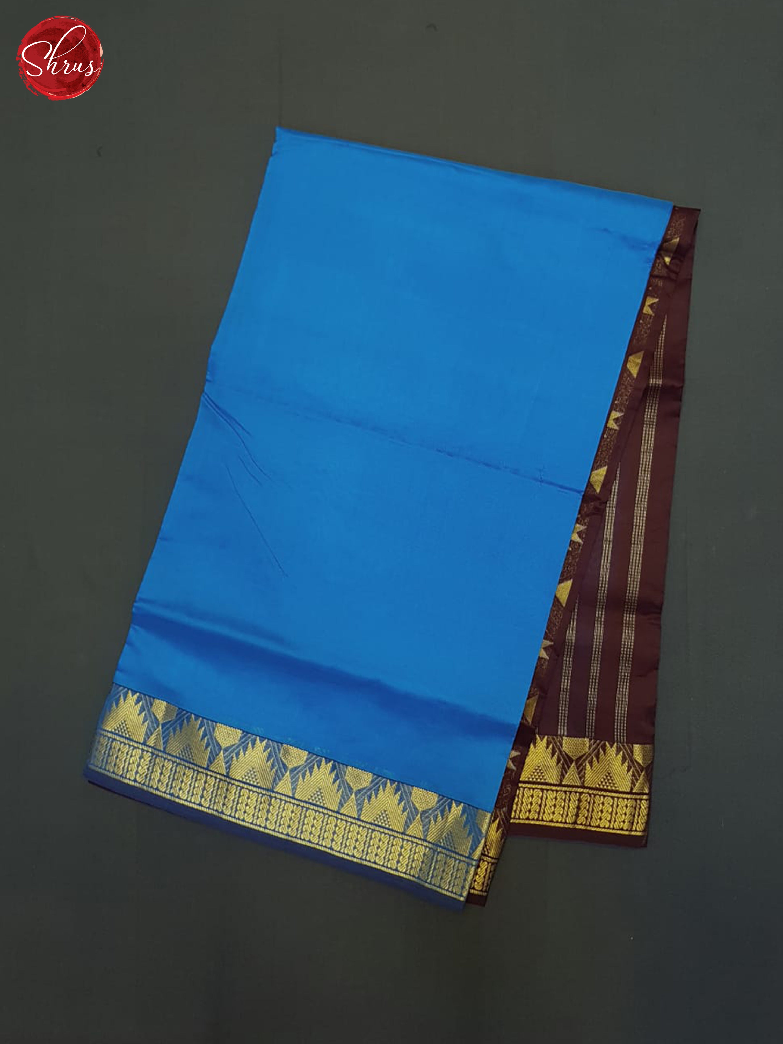 Blue And Deep Wine- Silk Cotton Half-pure Saree - Shop on ShrusEternity.com