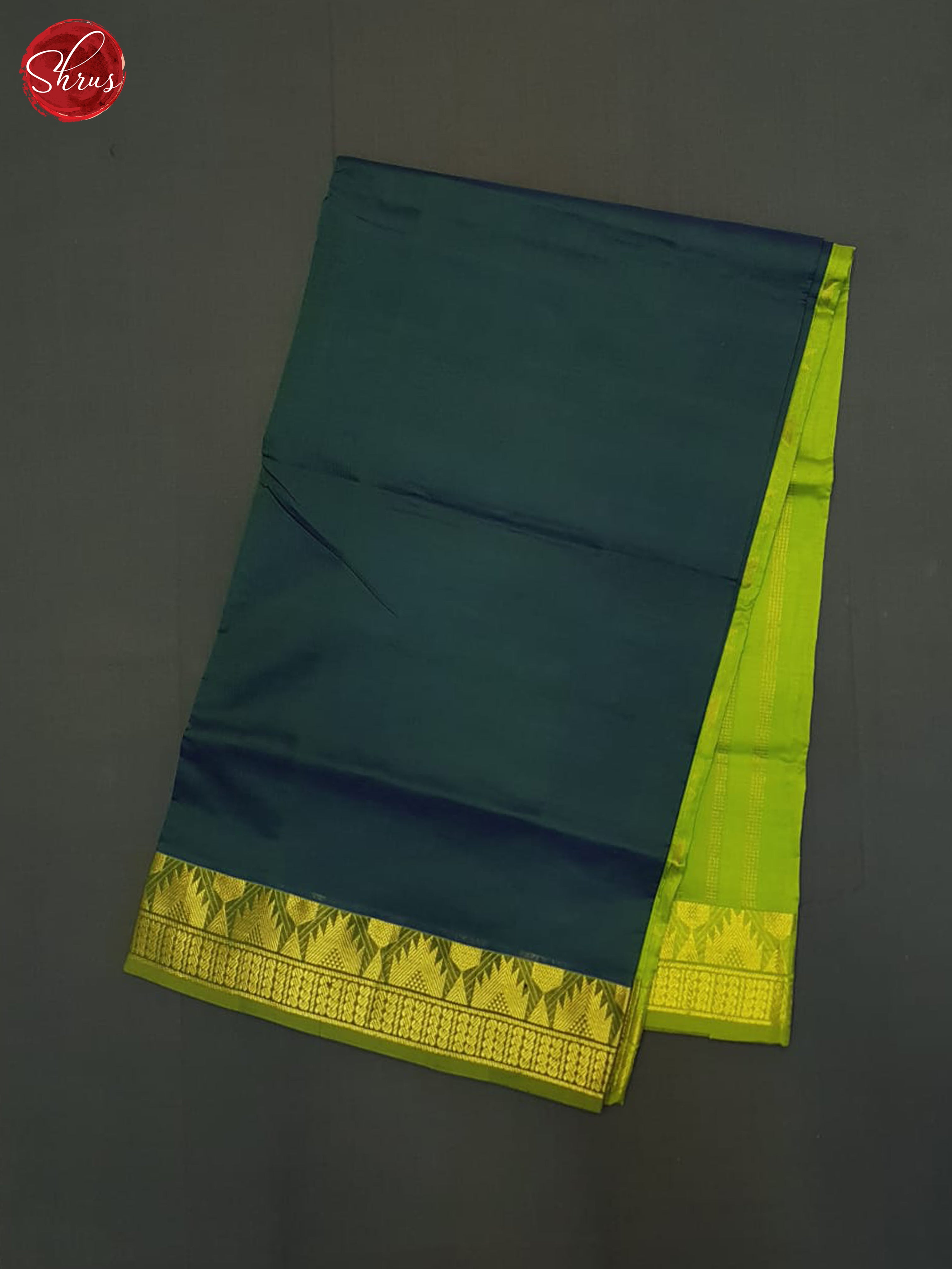 Bluish Green And Green- Silk Cotton Half-pure Saree - Shop on ShrusEternity.com