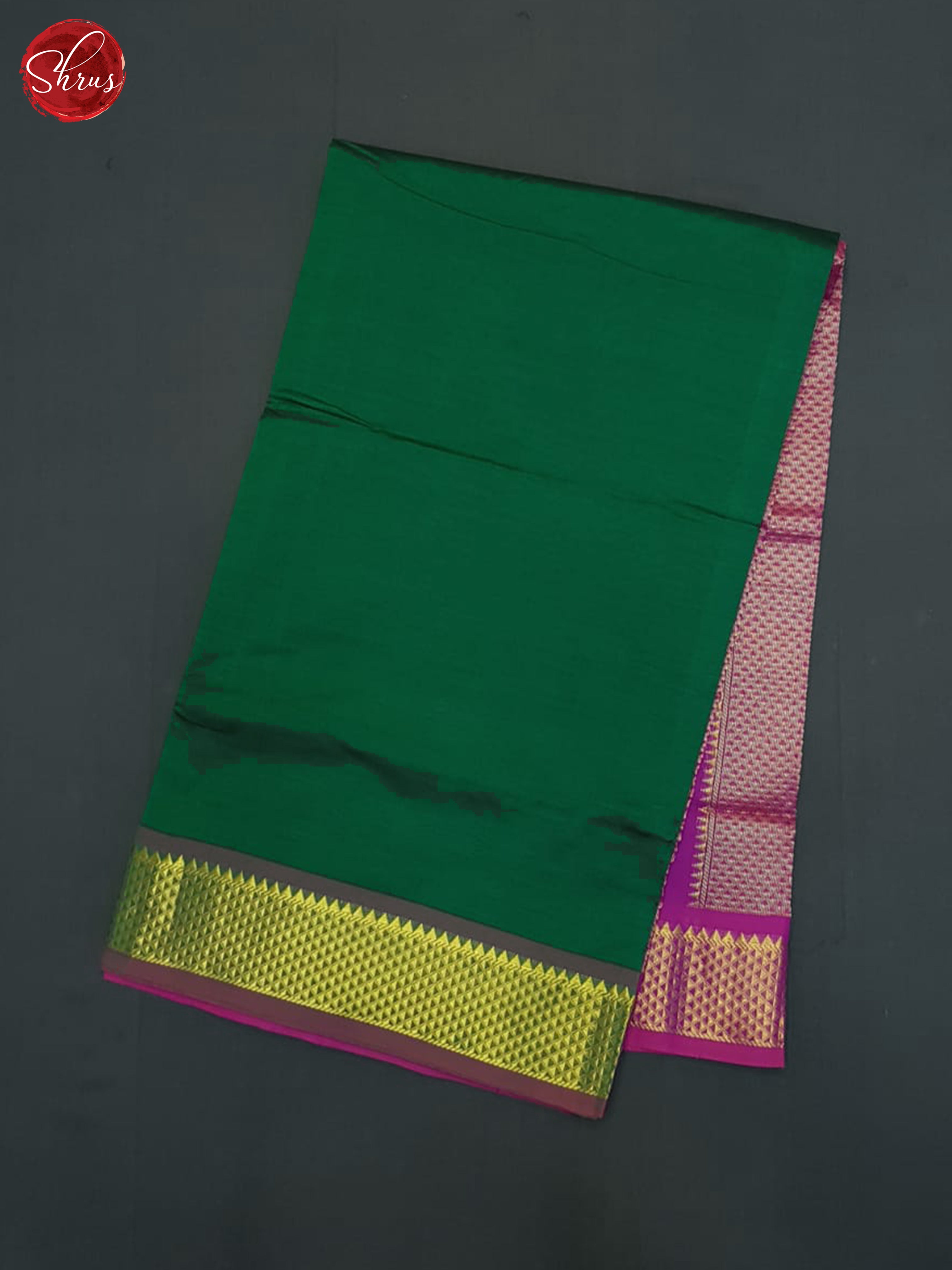 Green And Pink- Silk Cotton half-pure Saree - Shop on ShrusEternity.com