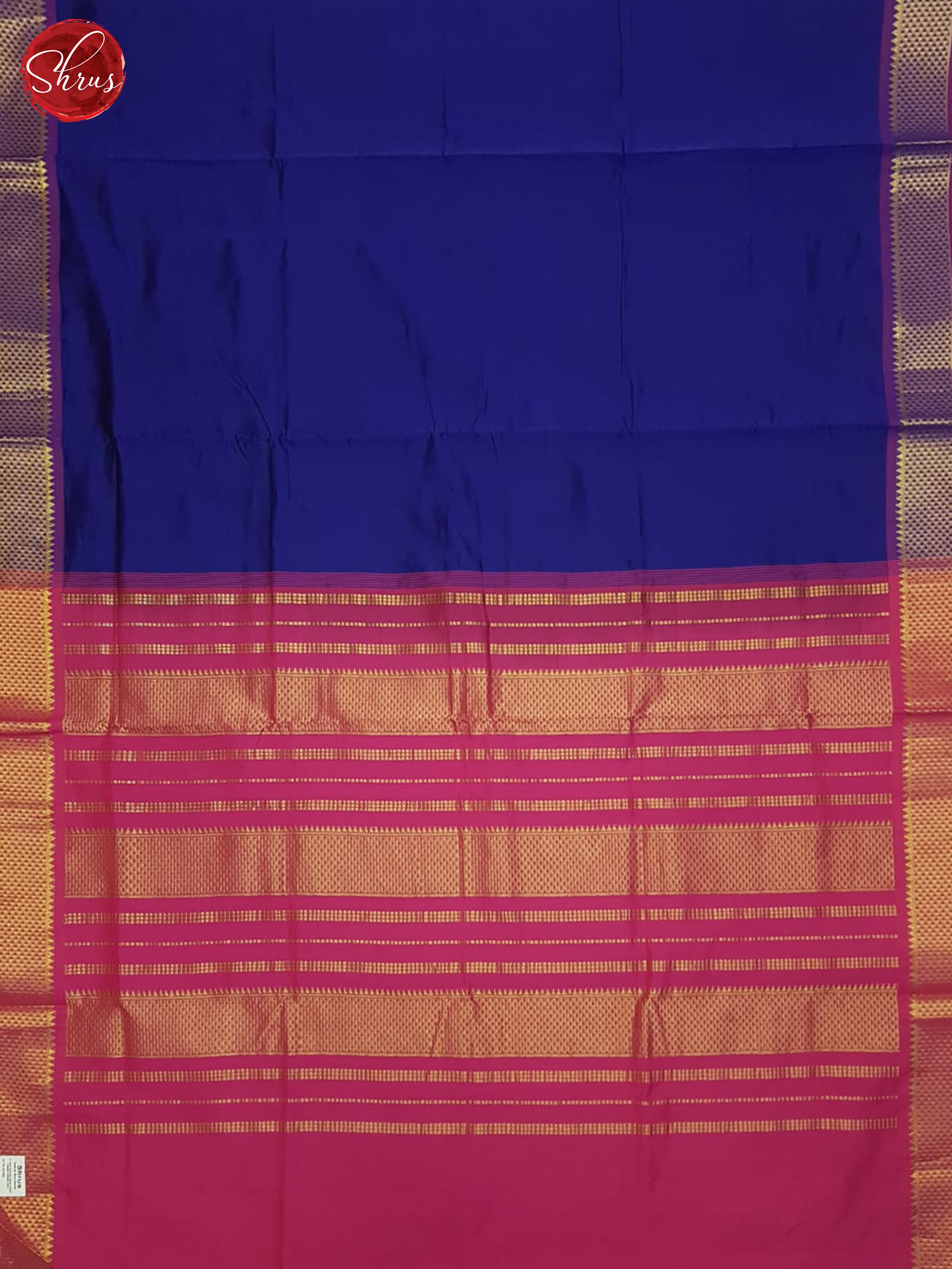 Blue And Pink-Silk cotton half-pure saree - Shop on ShrusEternity.com