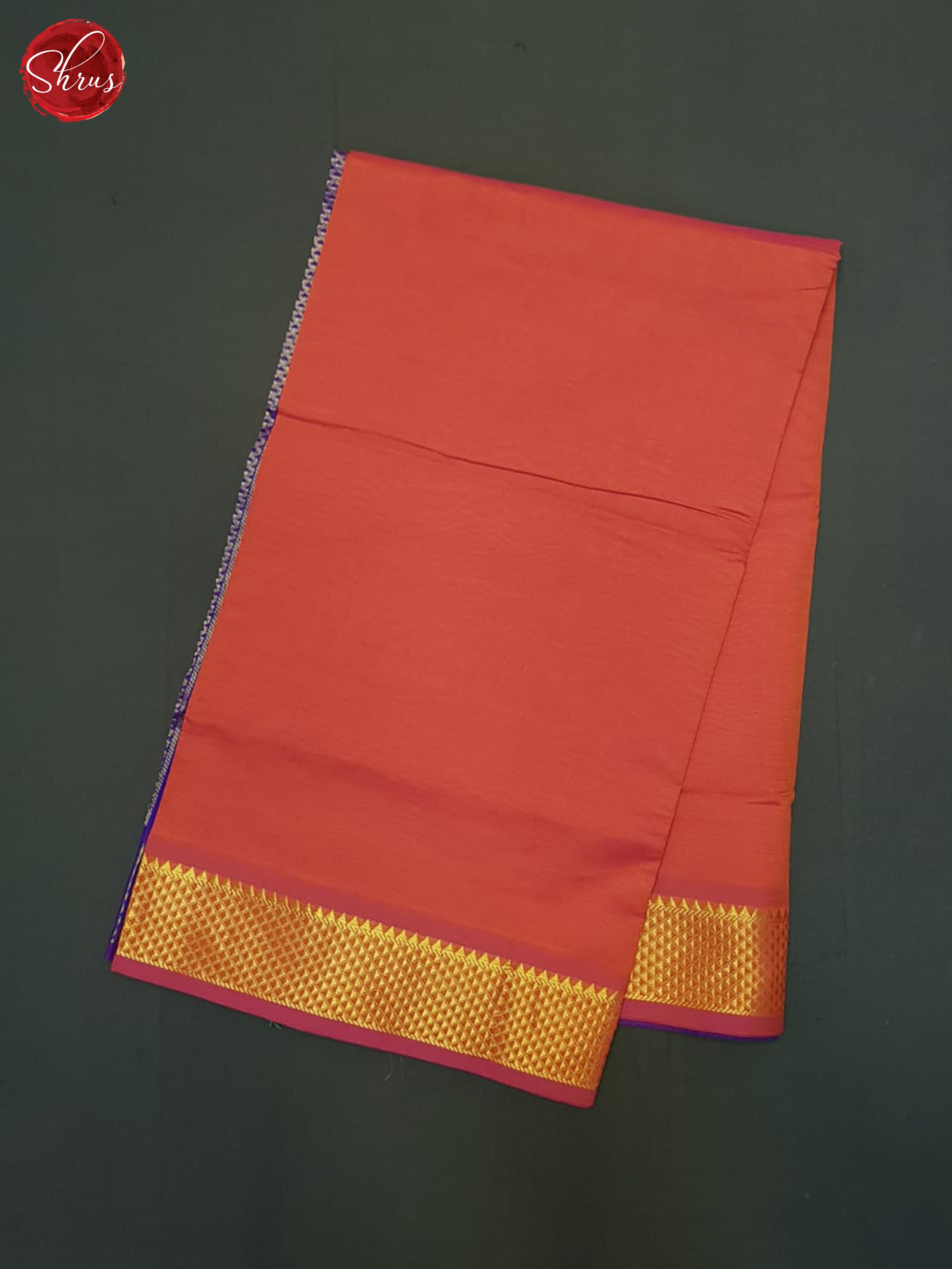 Orange And Purple- Silk Cotton Half-pure Saree - Shop on ShrusEternity.com