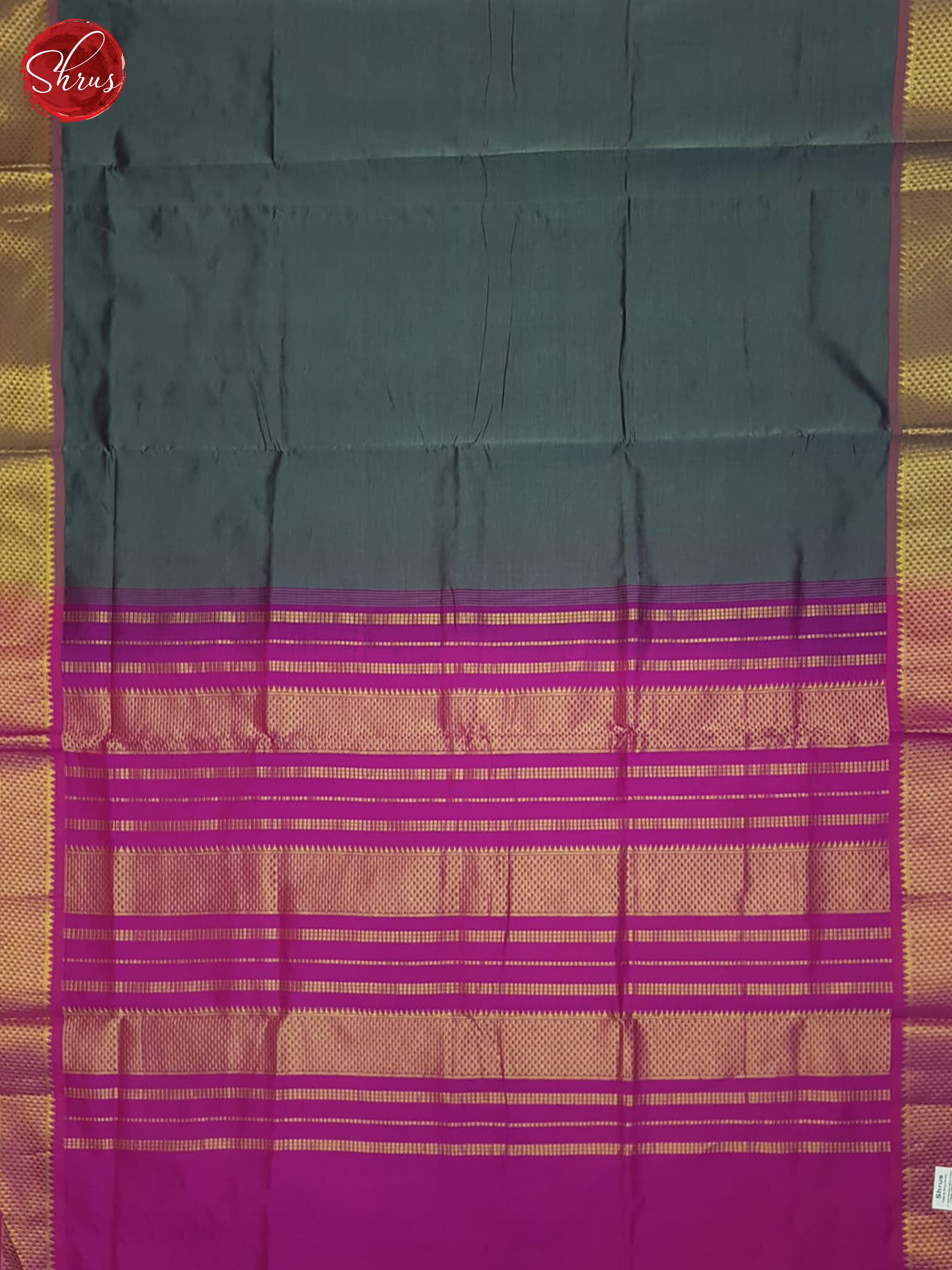 Grey And Pink- Silk Cotton half-pure Saree - Shop on ShrusEternity.com