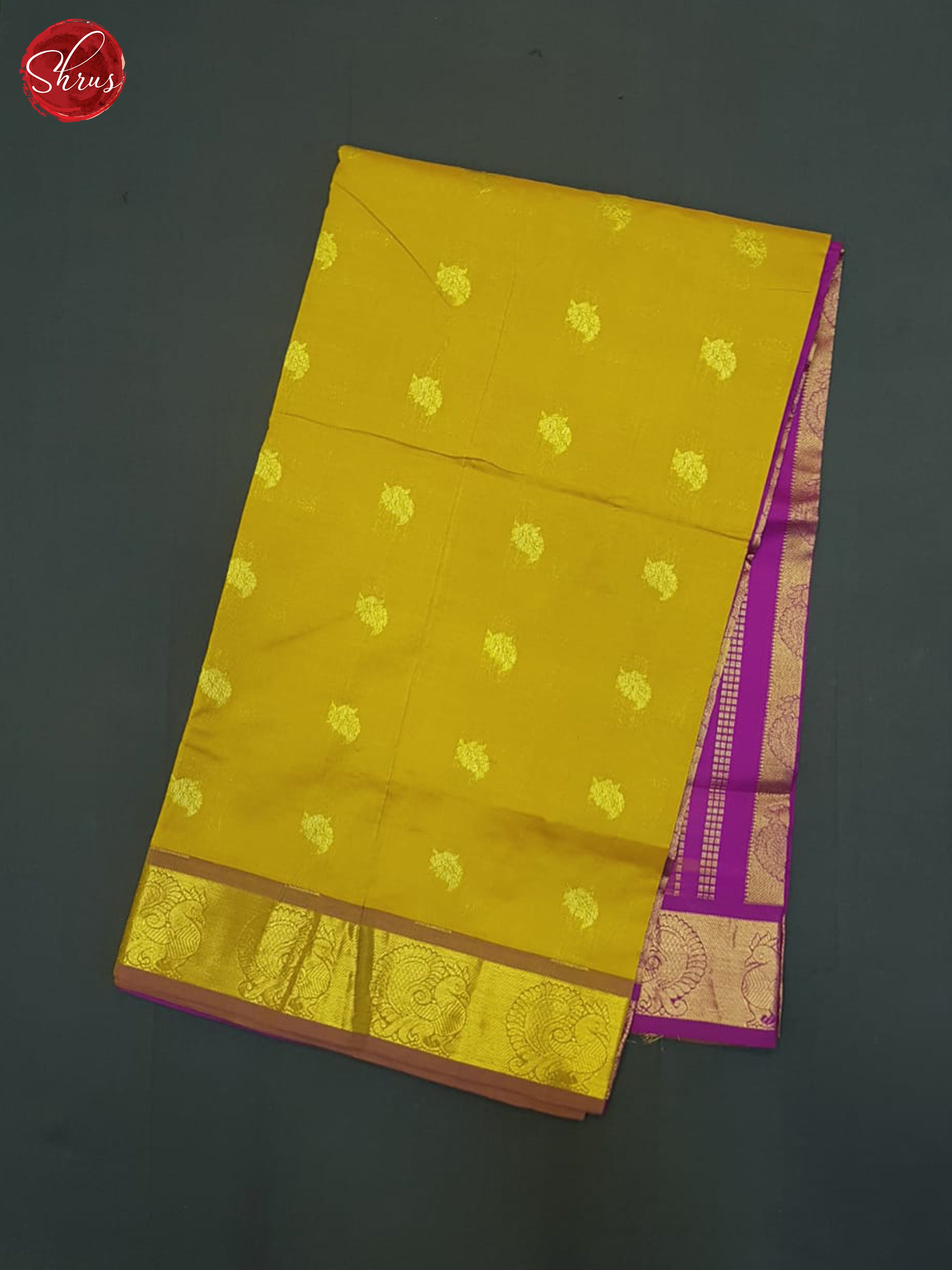 Mustard And Pink- Silk Cotton Half-pure Saree - Shop on ShrusEternity.com