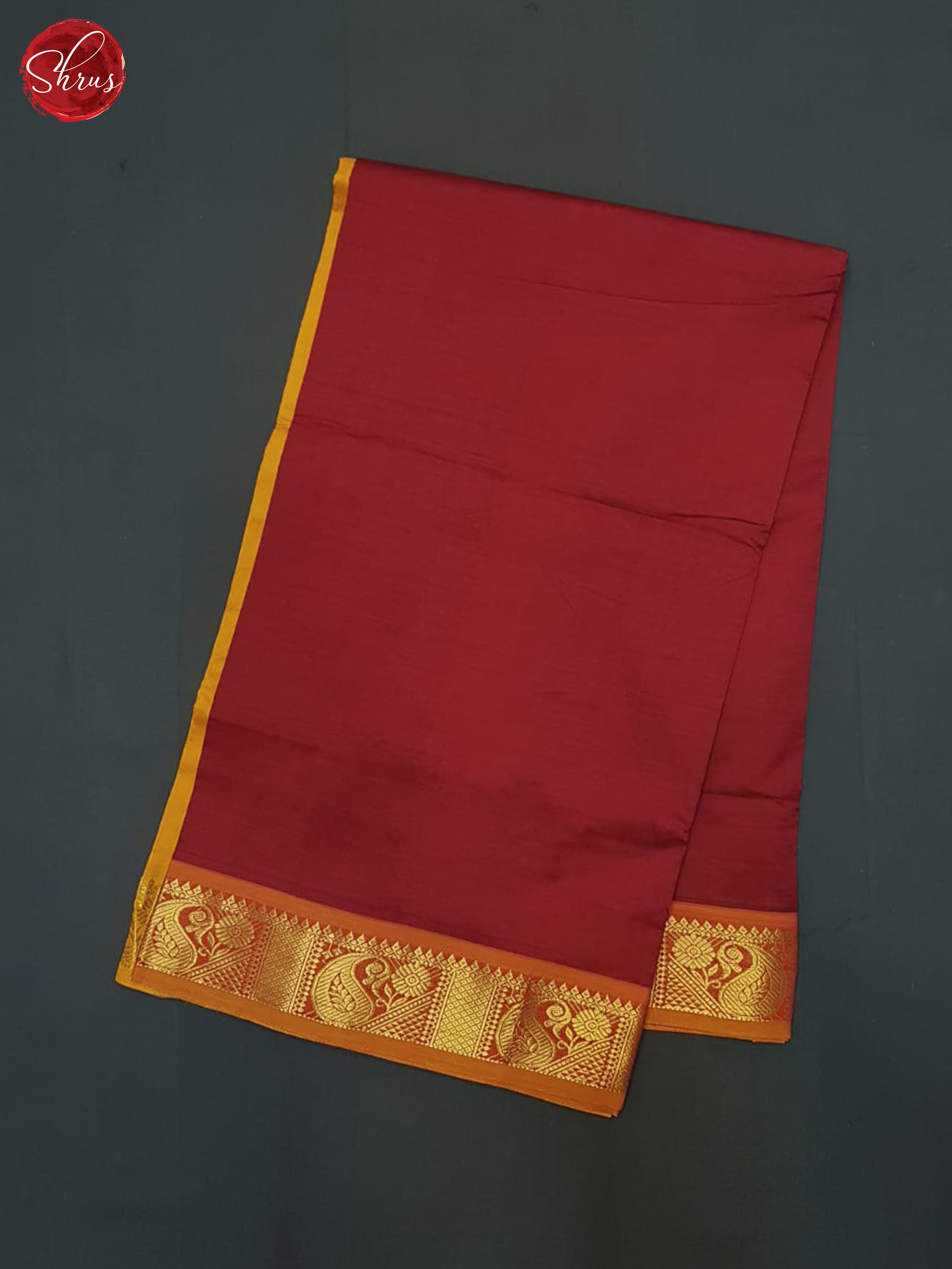 Maroon And Mustard- Silk Cotton Half-pure Saree - Shop on ShrusEternity.com