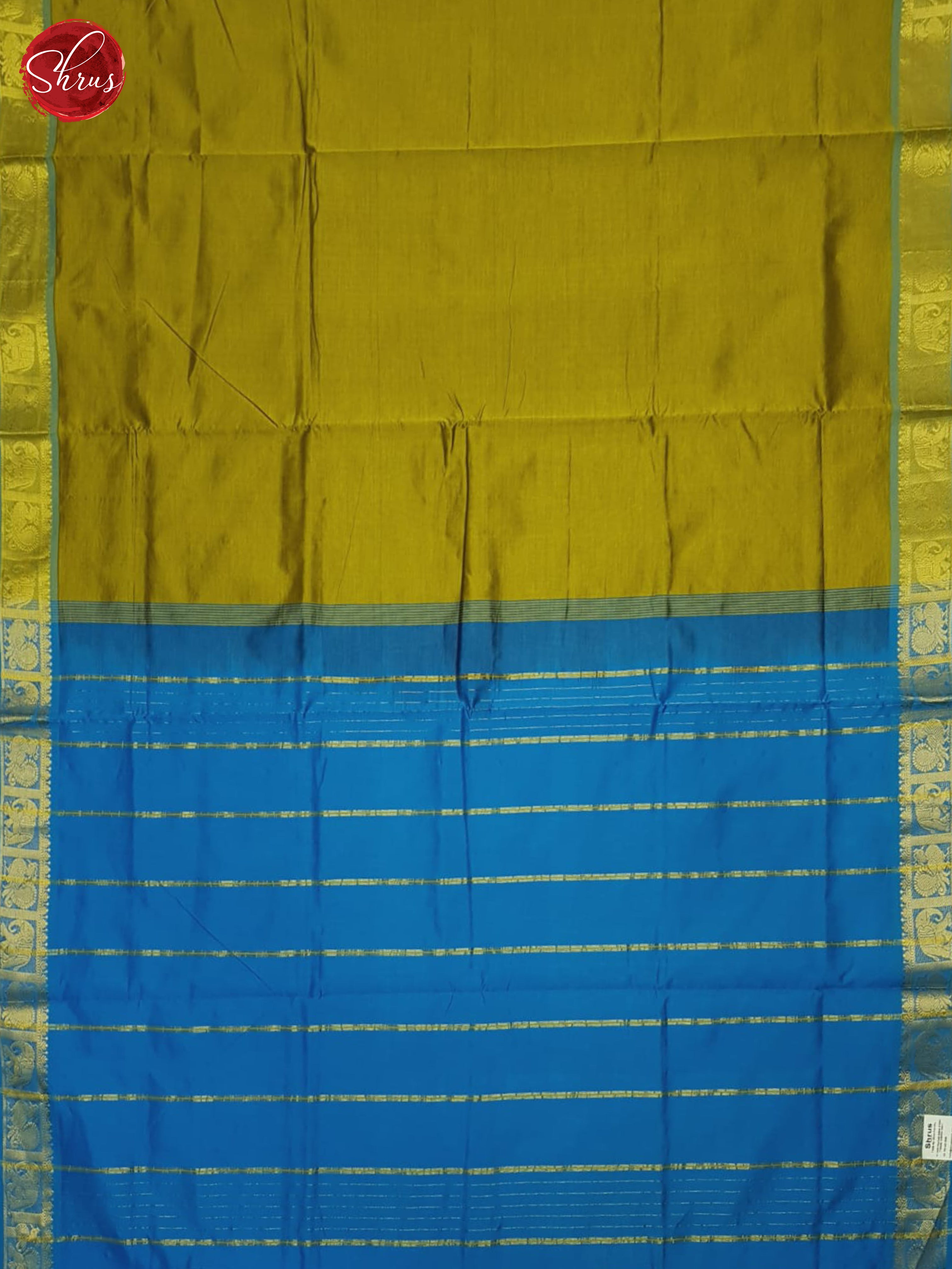 Green And Blue- Silk Cotton Half-pure Saree - Shop on ShrusEternity.com