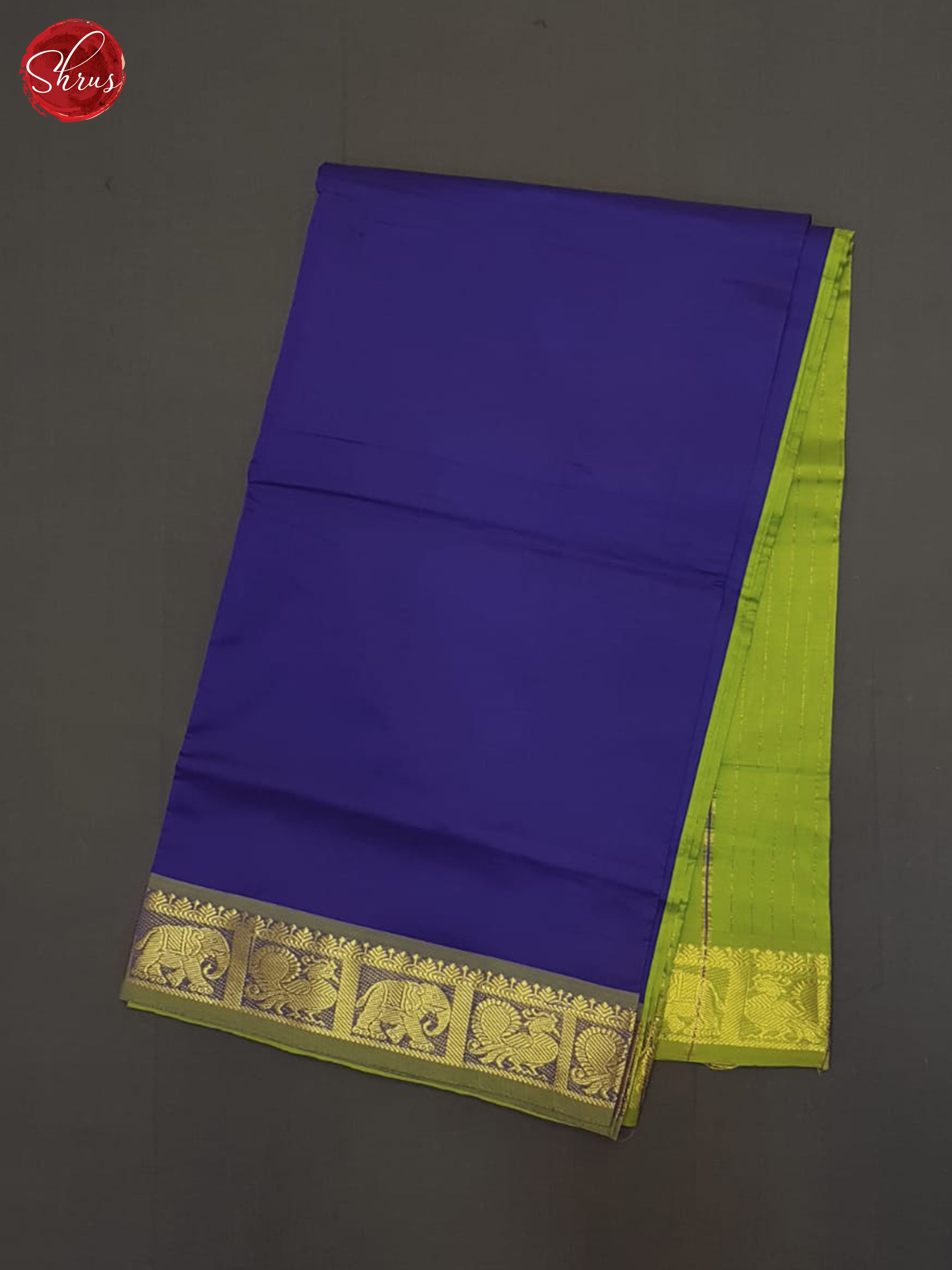 Blue And Green- Silk Cotton Half-pure Saree - Shop on ShrusEternity.com