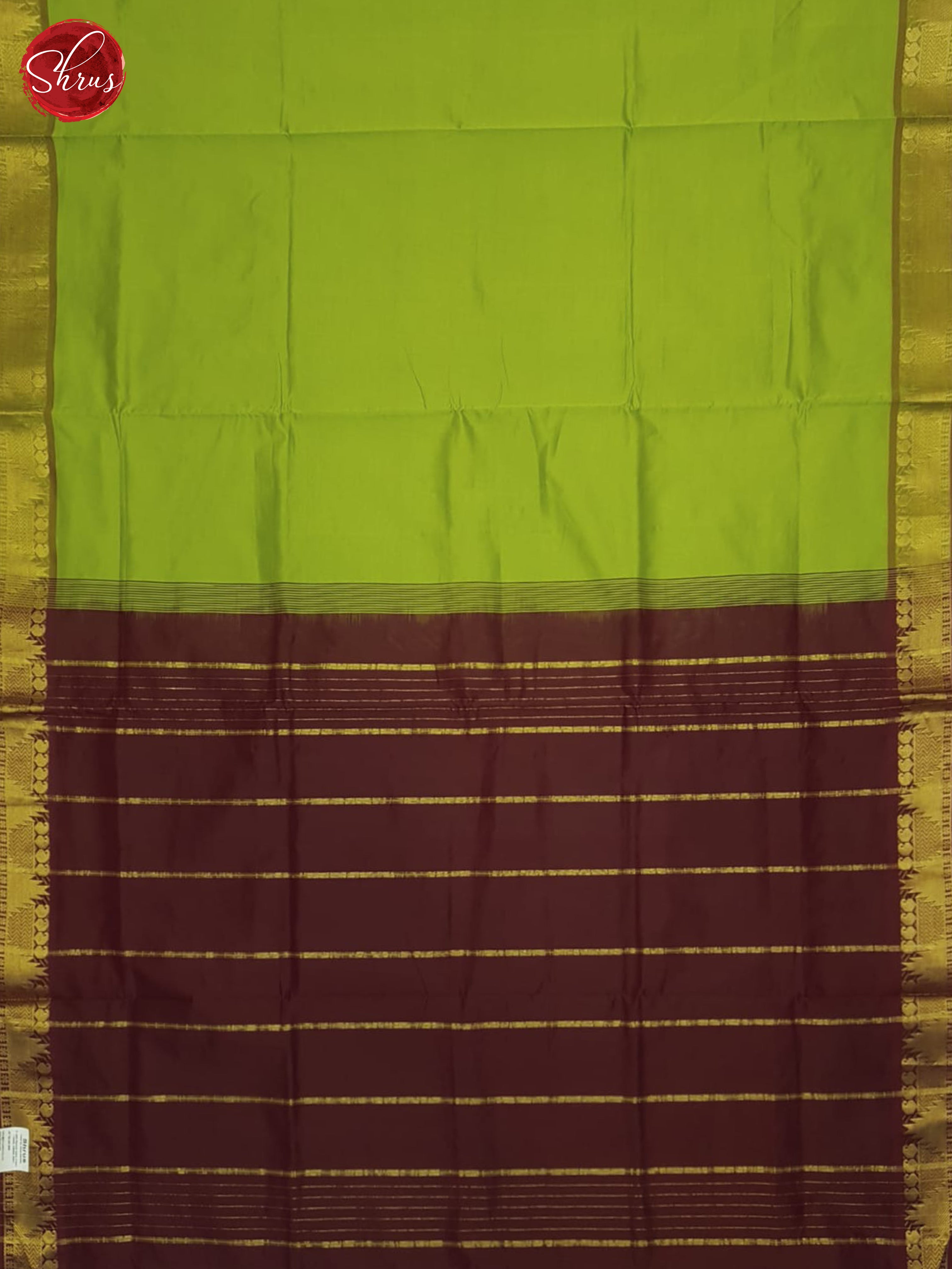 Green And Araku Maroon- Silk Cotton Half-pure Saree - Shop on ShrusEternity.com