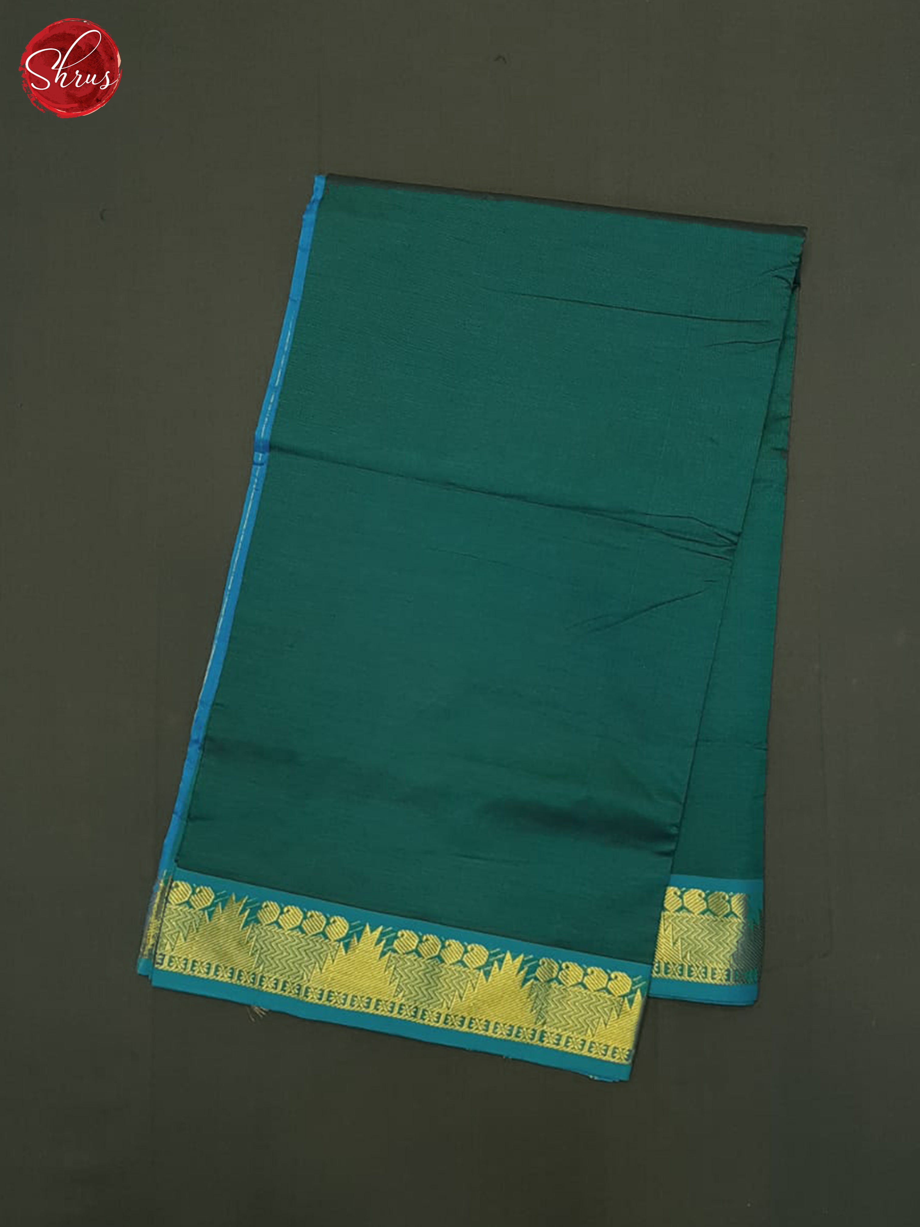 Green And Blue- SIlk Cotton half-pure Saree - Shop on ShrusEternity.com