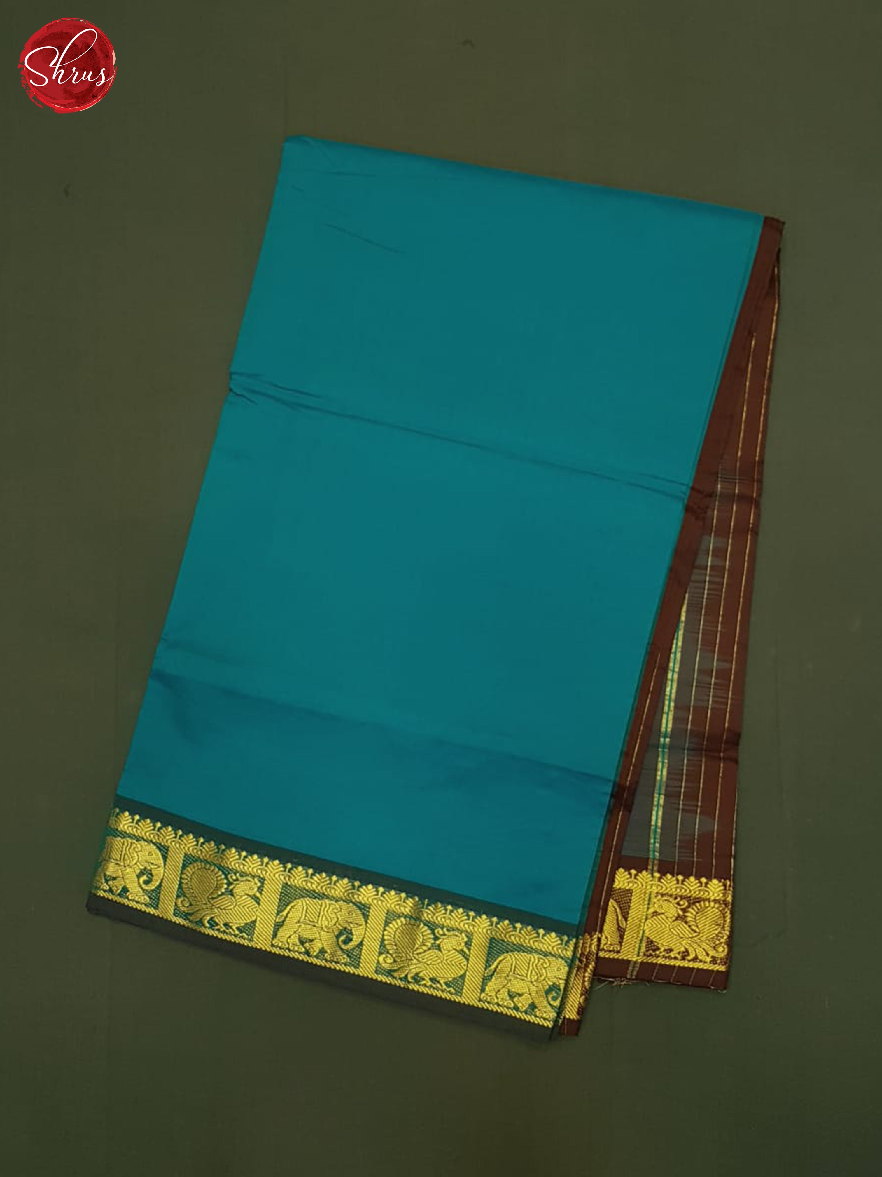 Blue And Brown- Silk Cotton Half-pure Saree - Shop on ShrusEternity.com