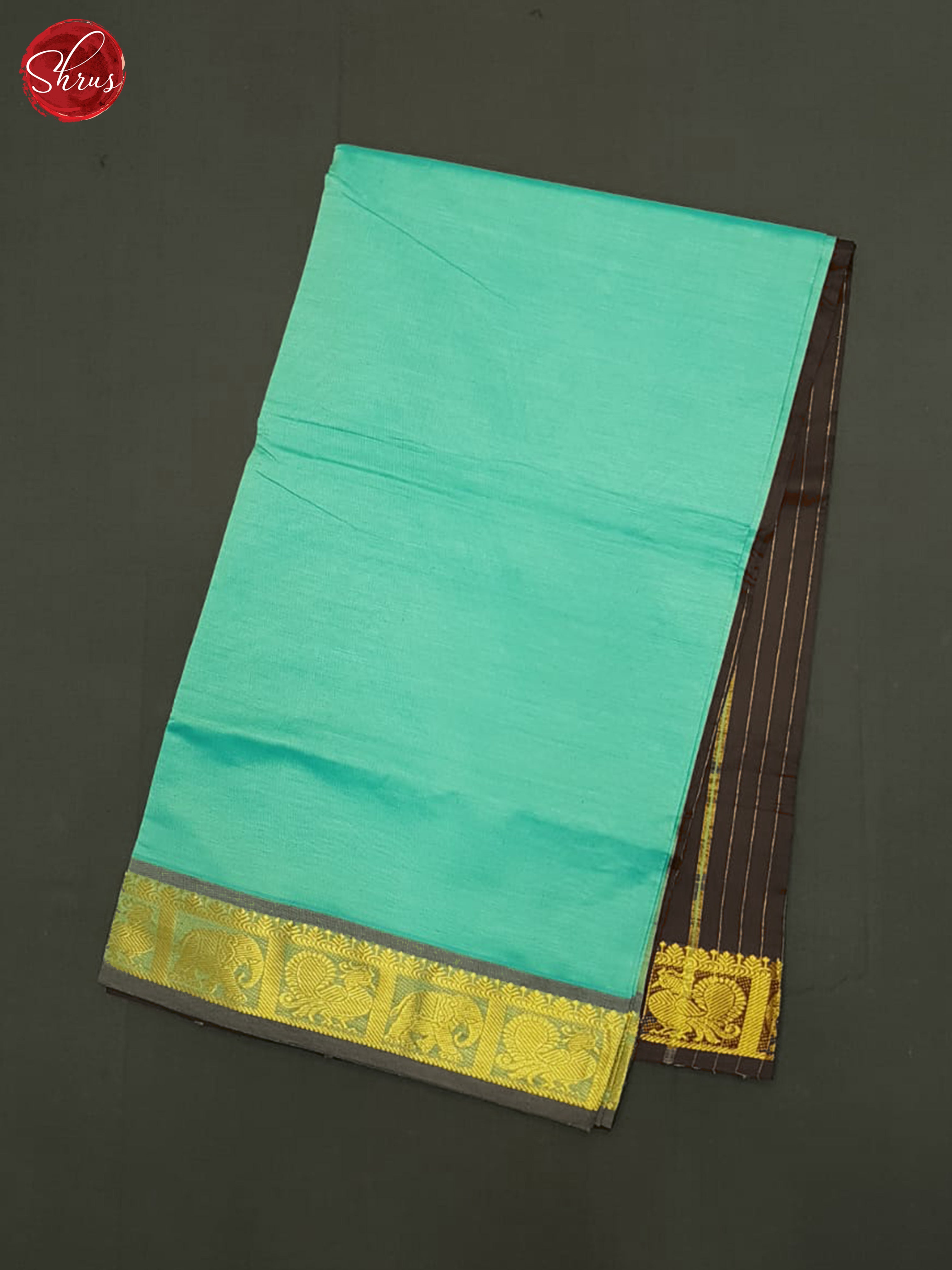 Teal Green And Brown- Silk Cotton Half-pure Saree - Shop on ShrusEternity.com