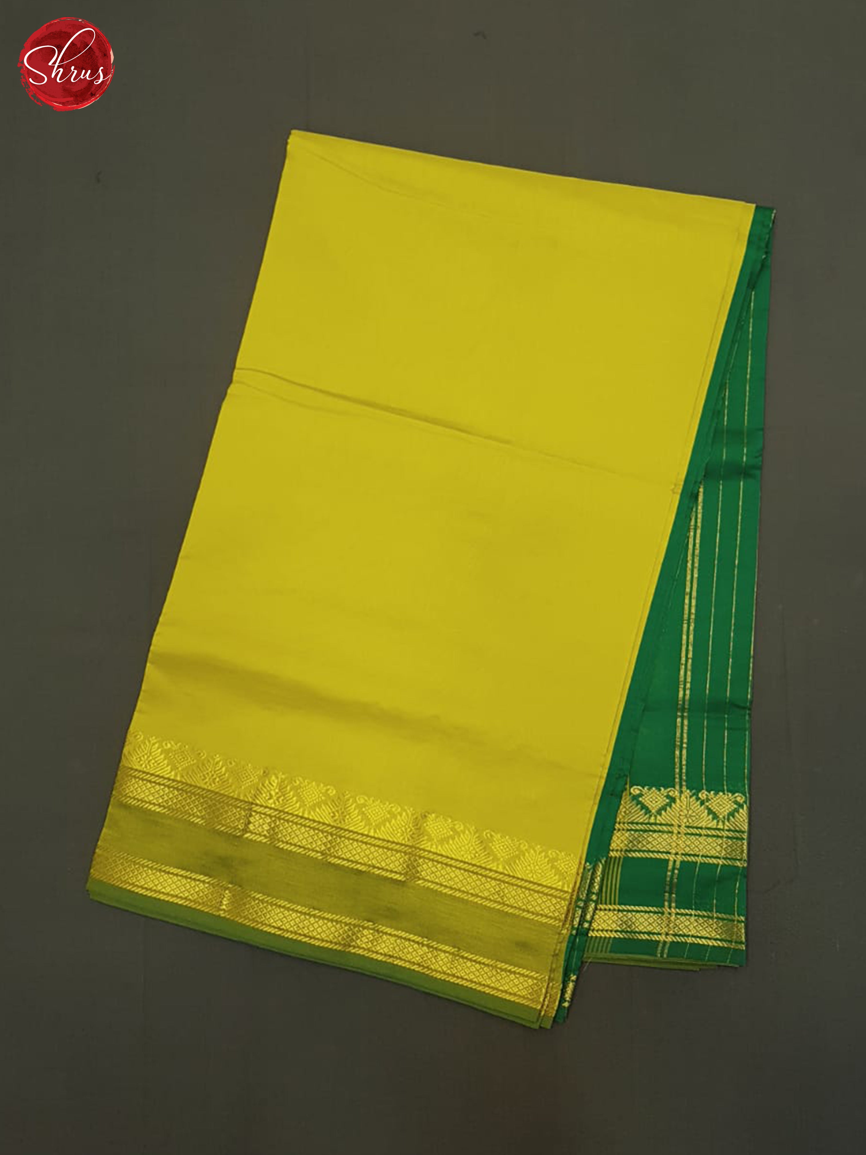 Lime Green & Green - Silk Cotton Half-Pure Saree - Shop on ShrusEternity.com