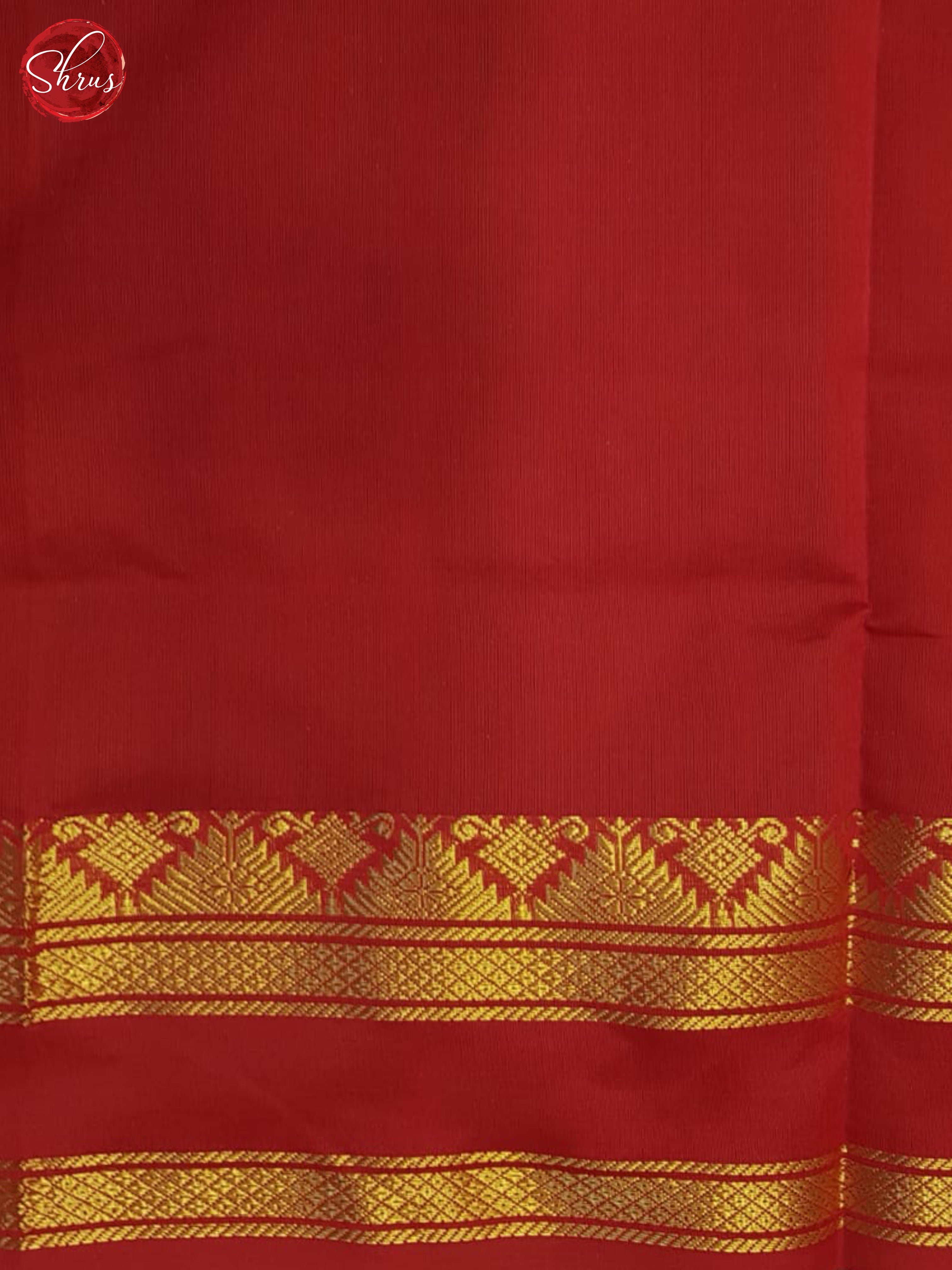 Green And Red- Silk Cotton half-pure saree - Shop on ShrusEternity.com