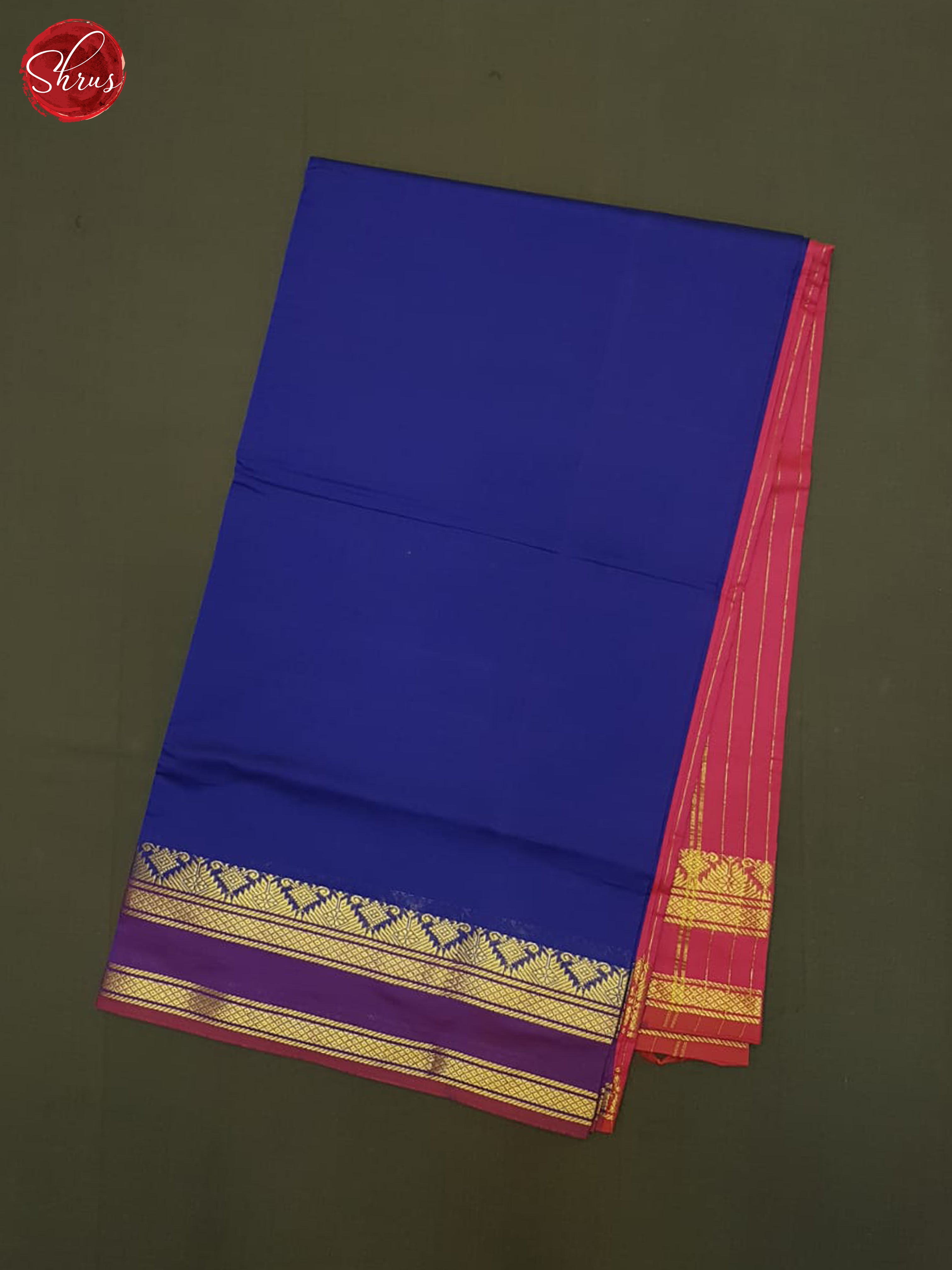 Blue And Pink- Silk Cotton Half-pure Saree - Shop on ShrusEternity.com