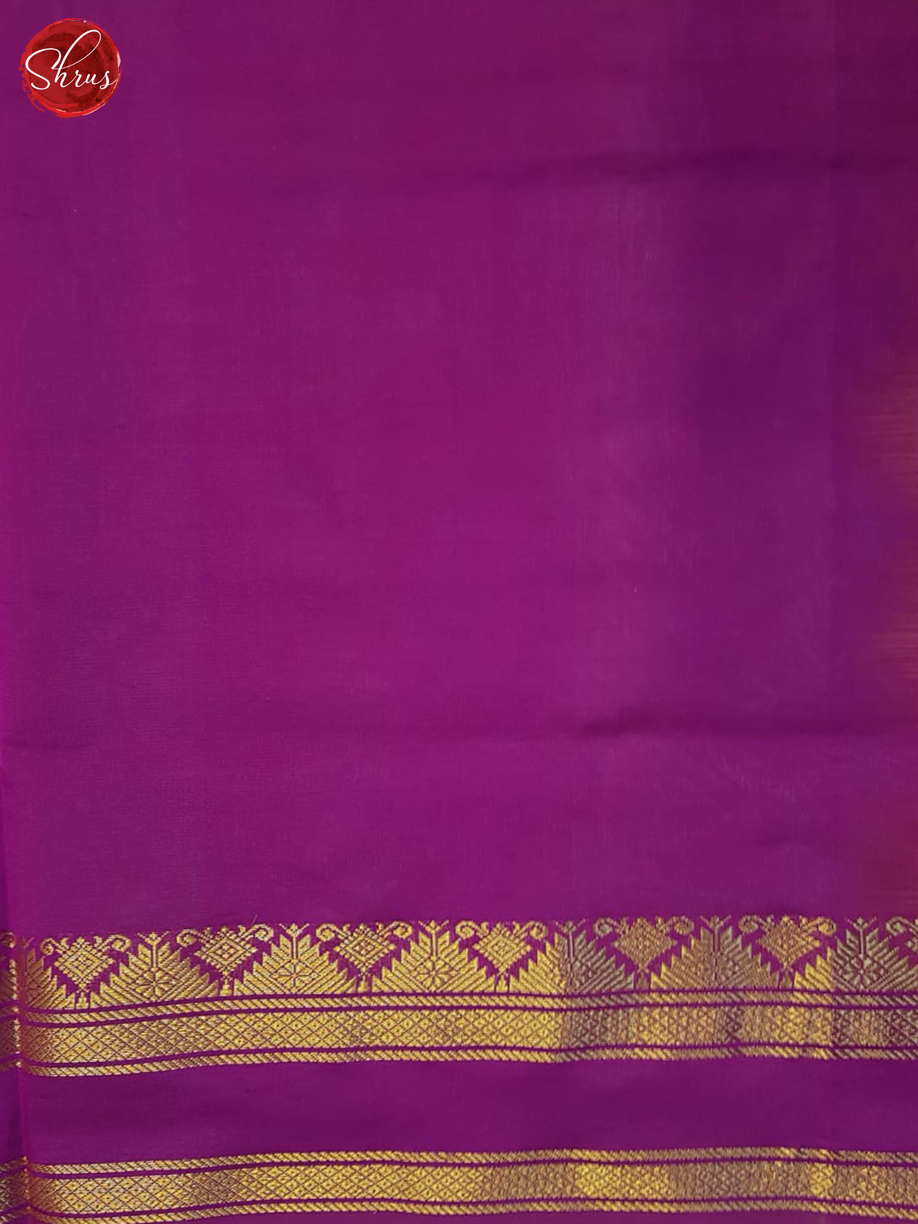 Green And Purple- Silk cotton Half-pure Saree - Shop on ShrusEternity.com