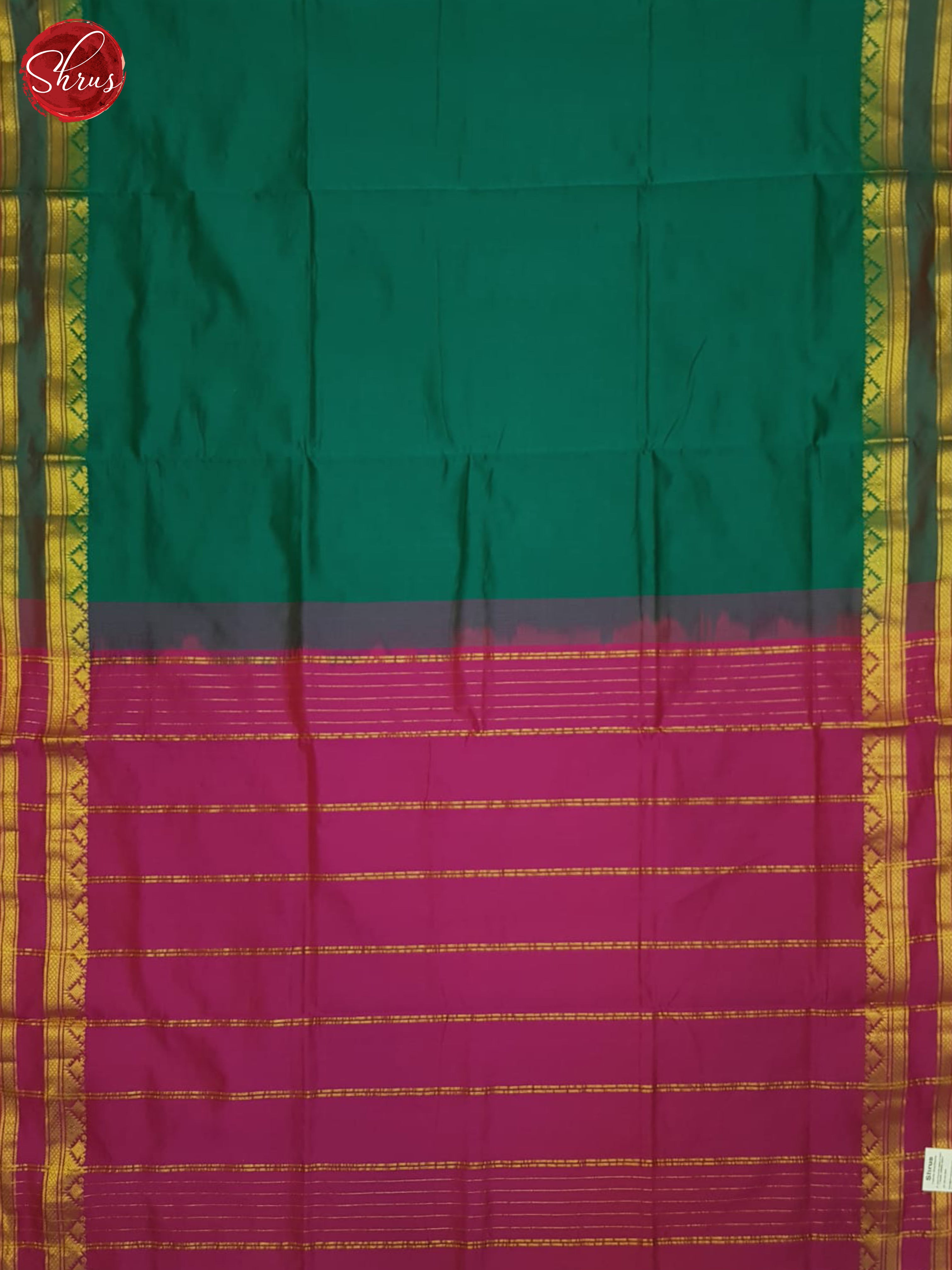 Peacock Neck And Pink- Silk Cotton half-pure saree - Shop on ShrusEternity.com